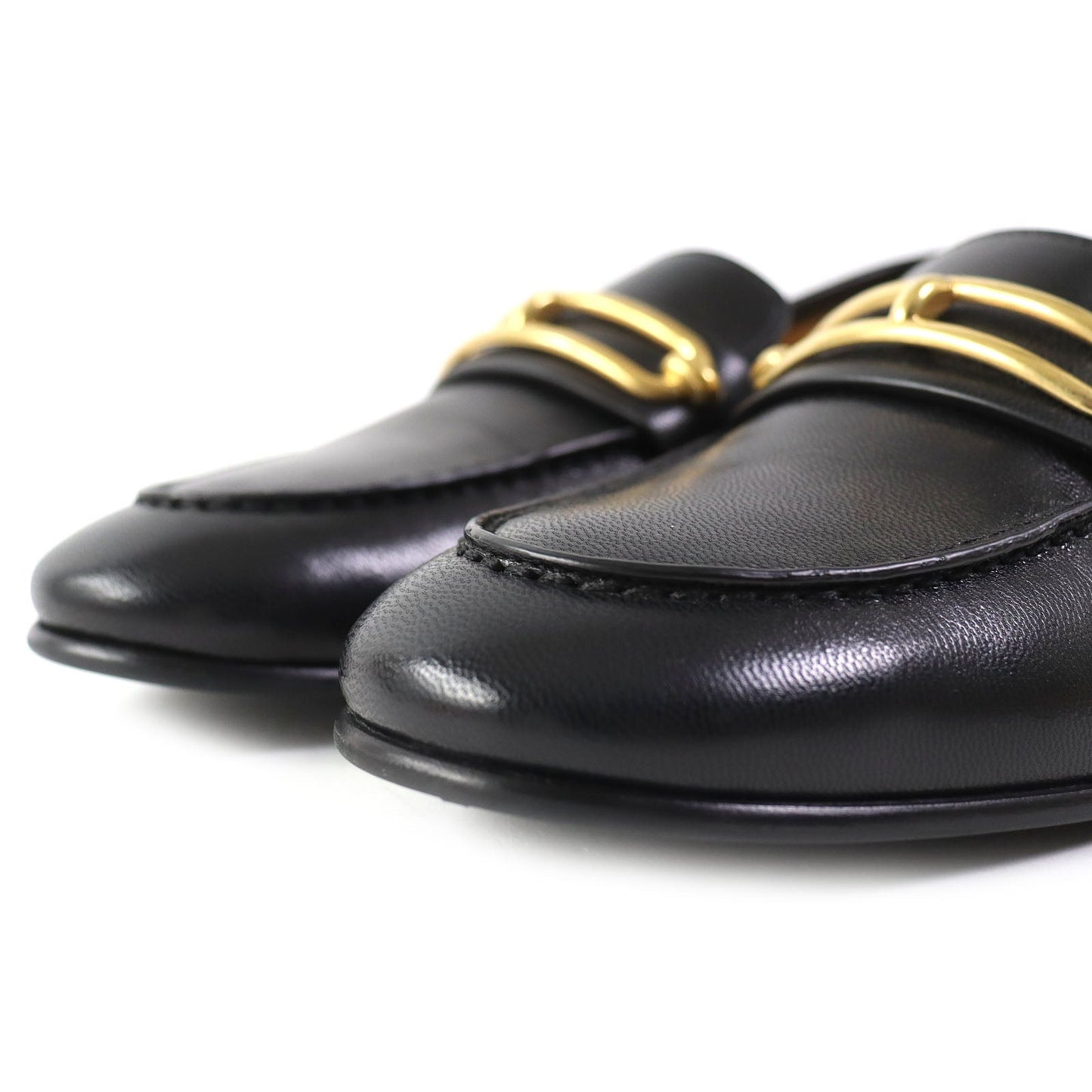 HERMES Moccasin 231086Z leather black 35.5