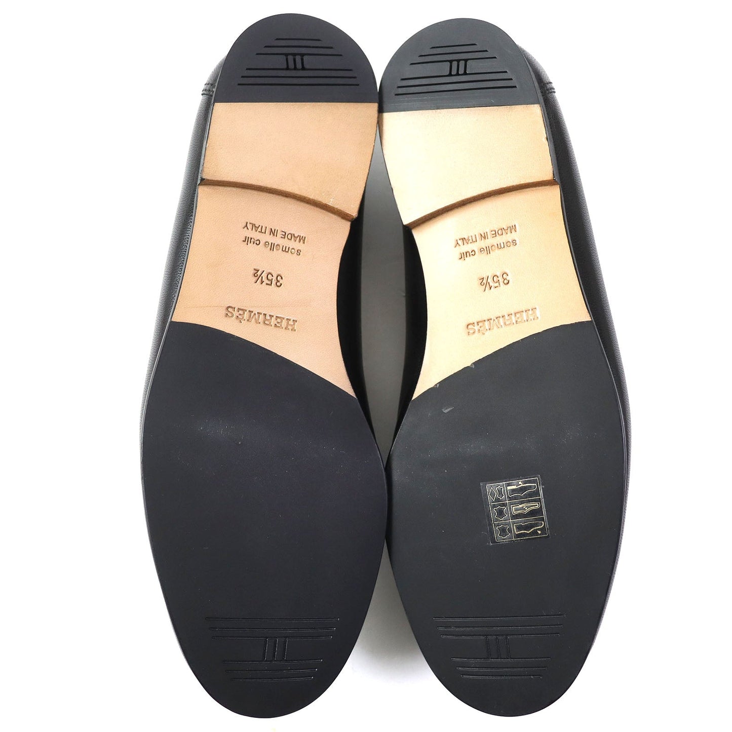 HERMES Moccasin 231086Z leather black 35.5