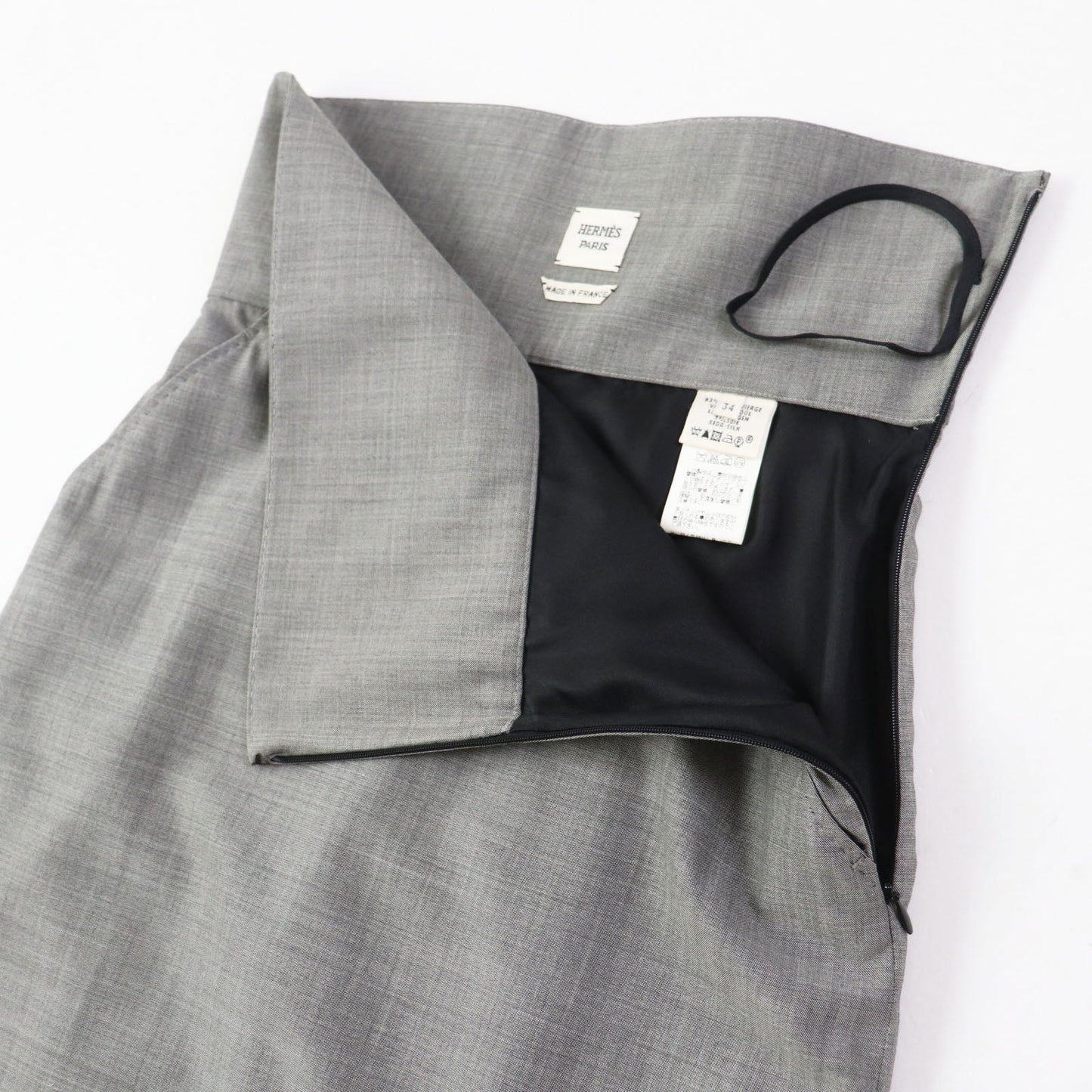 HERMES Tight Skirt wool gray 34