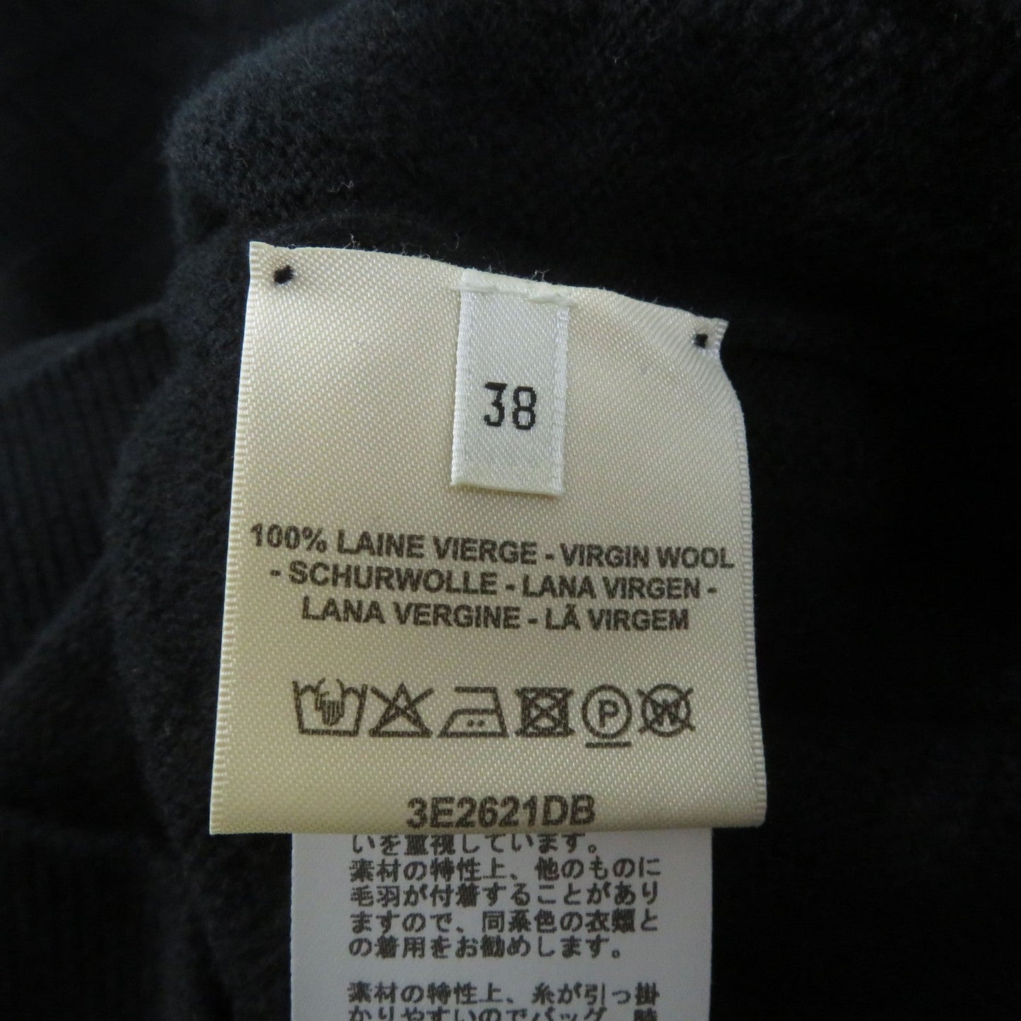 HERMES knit 3E2621DB wool black 38