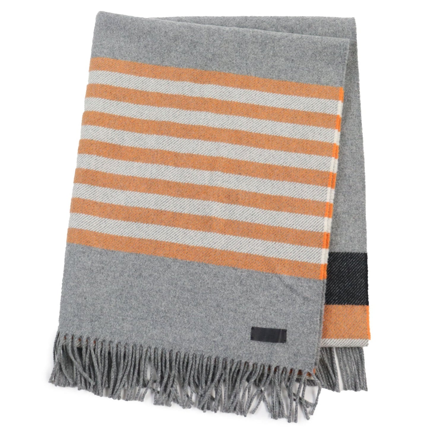 HERMES Scarf Main: 100% cashmere, part: leather Gray type Orange mens Used