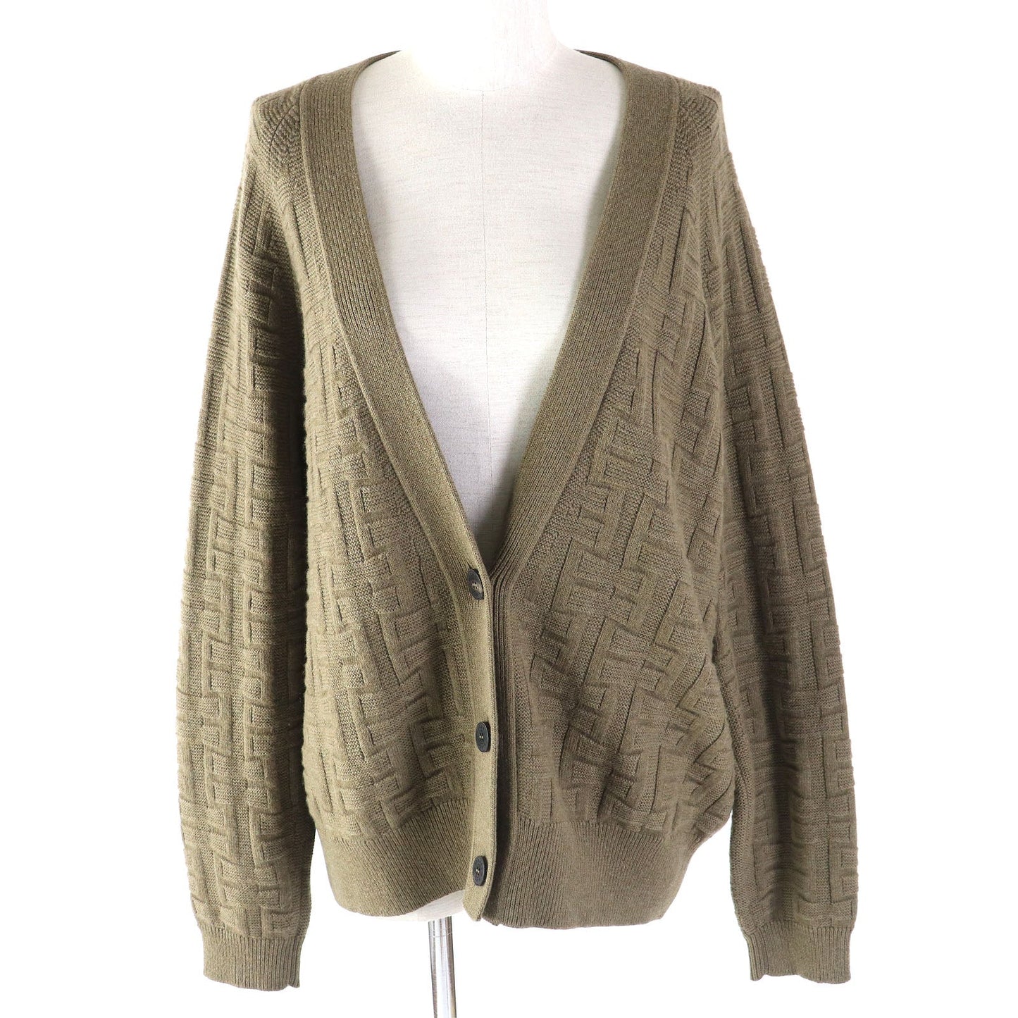 HERMES cardigan 2H2705DA wool khaki 38