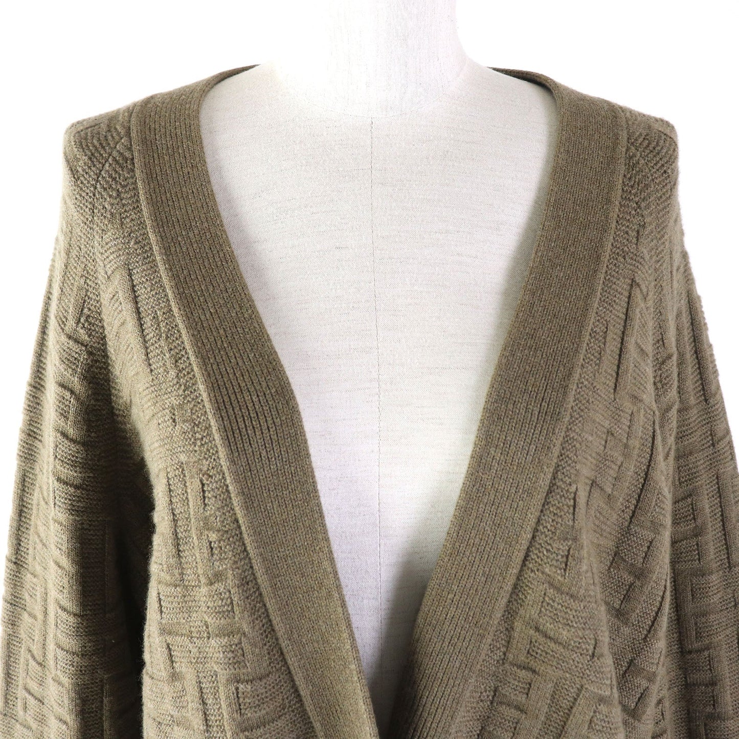 HERMES cardigan 2H2705DA wool khaki 38