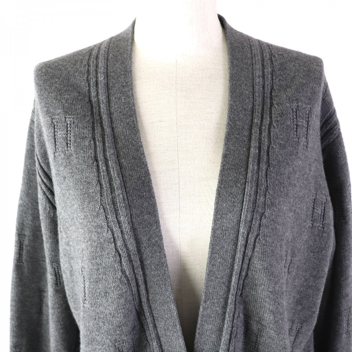 HERMES cardigan 97-7704 wool gray 40