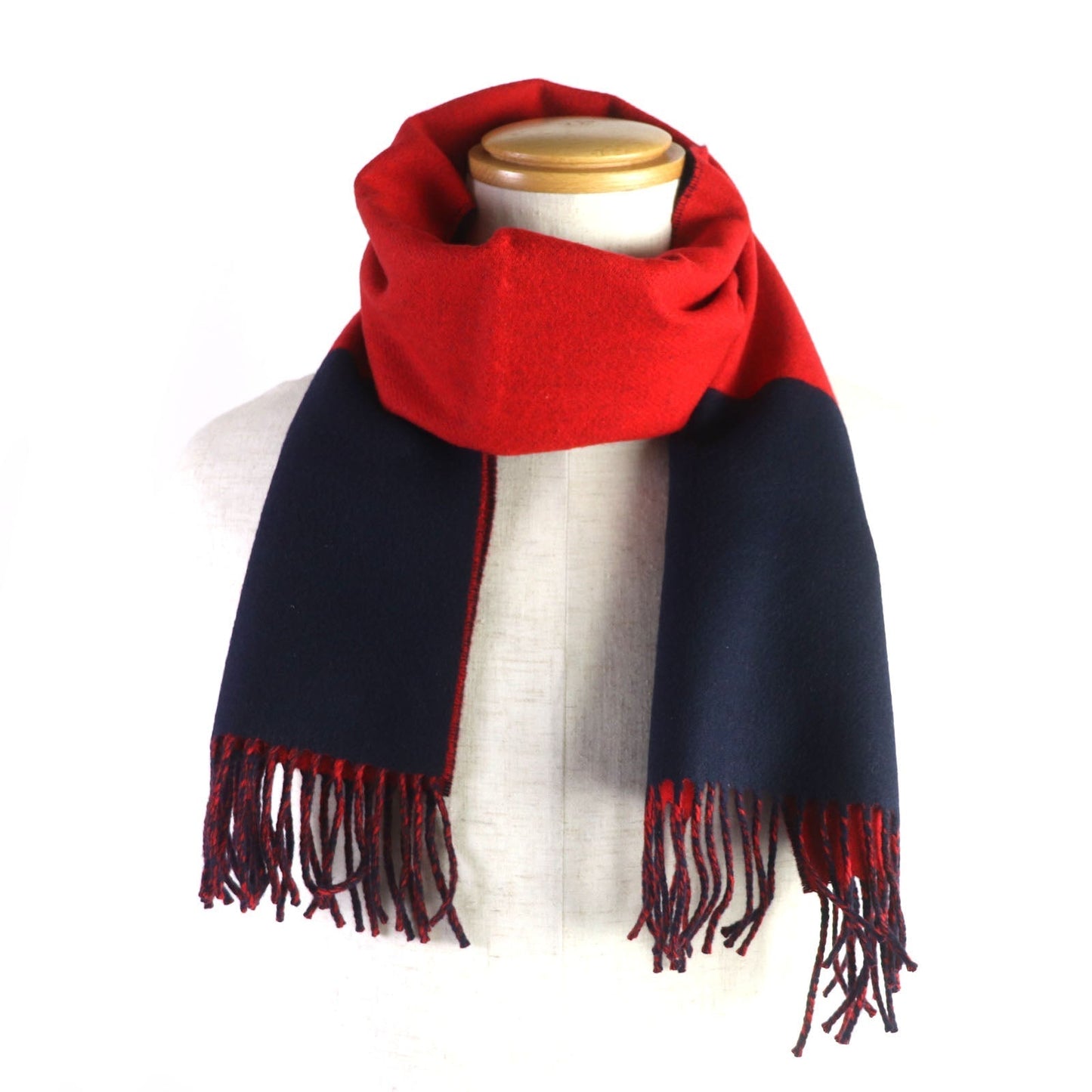 HERMES Scarf H258091S Main: 100% cashmere MARINE/ROUGE mens Used
