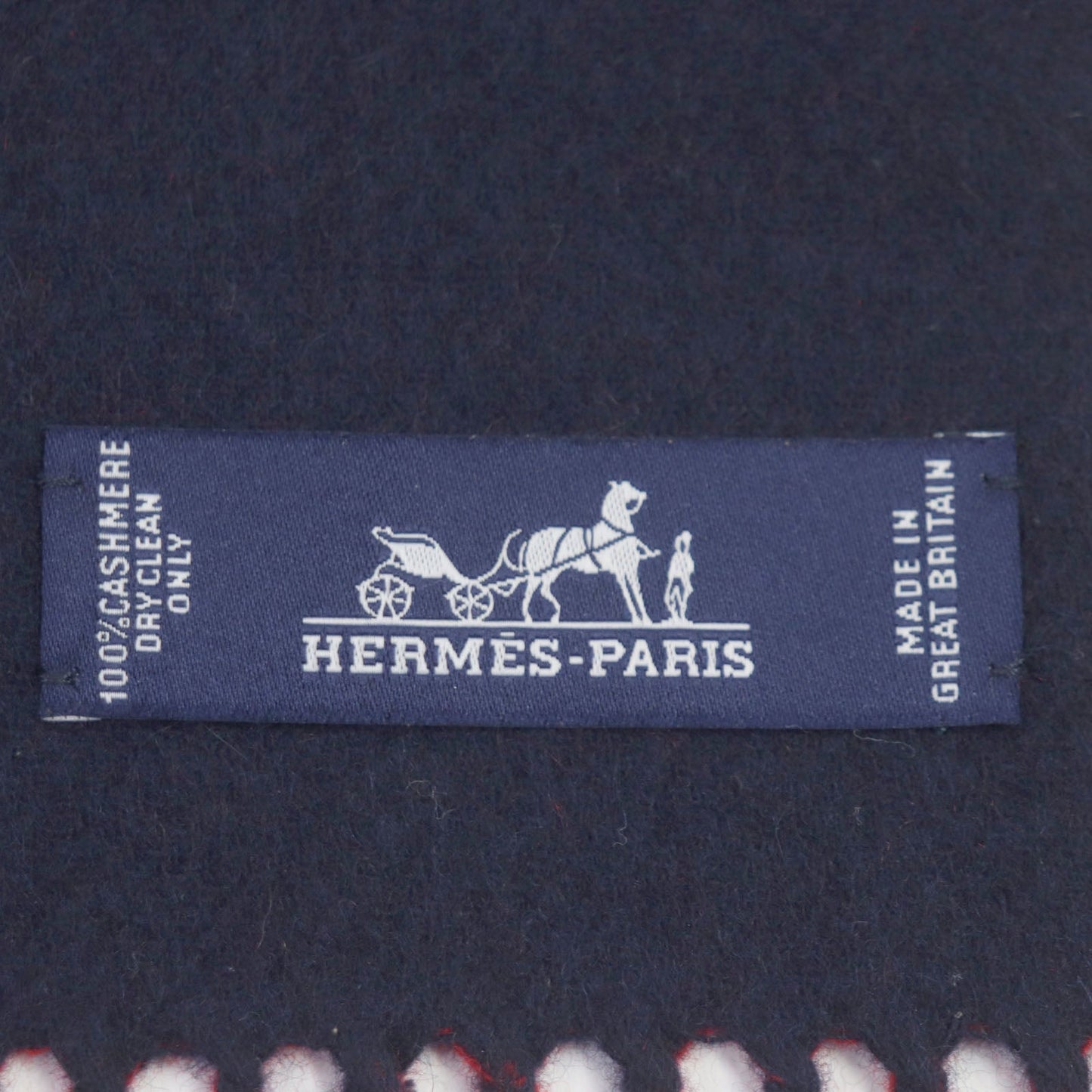 HERMES Scarf H258091S Main: 100% cashmere MARINE/ROUGE mens Used