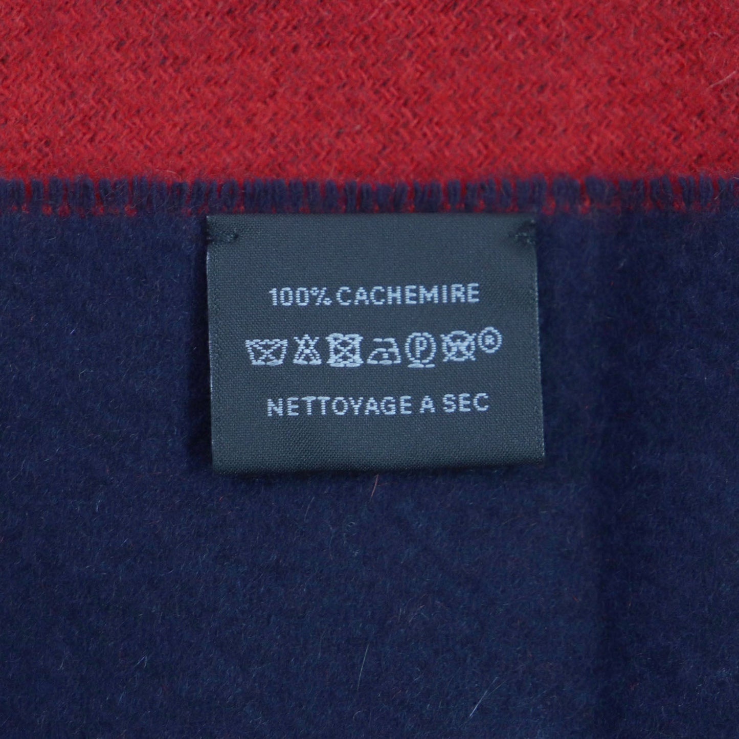 HERMES Scarf H258091S Main: 100% cashmere MARINE/ROUGE mens Used