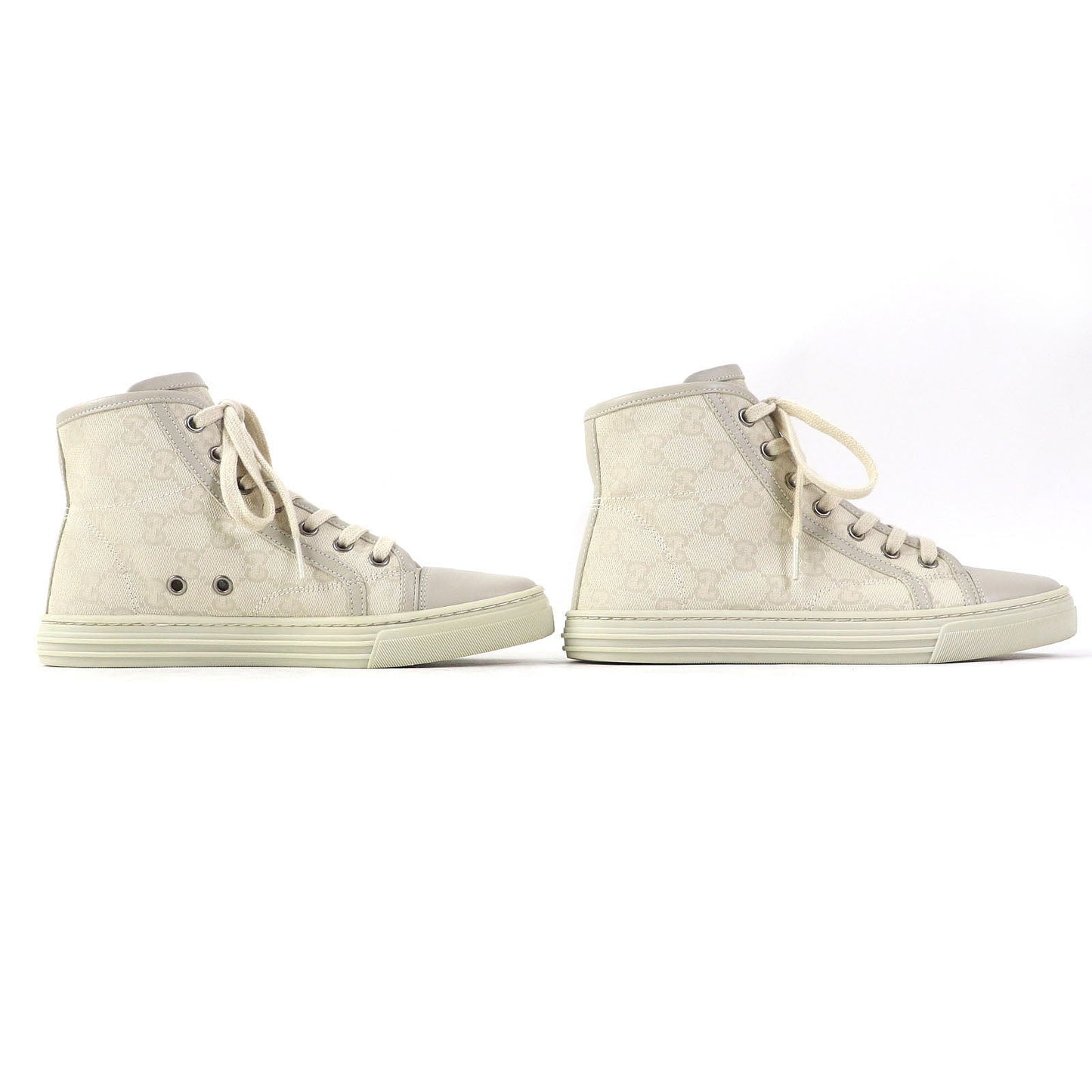 GUCCI High cut sneakers 426186 Main: Canvas, Part: Leather light beige Women 34.5 Used
