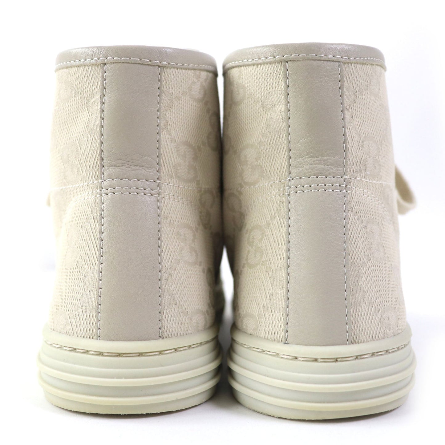 GUCCI High cut sneakers 426186 Main: Canvas, Part: Leather light beige Women 34.5 Used