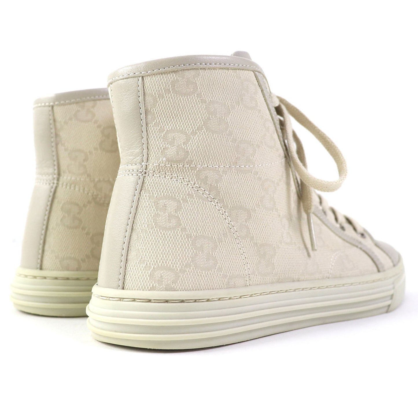 GUCCI High cut sneakers 426186 Main: Canvas, Part: Leather light beige Women 34.5 Used