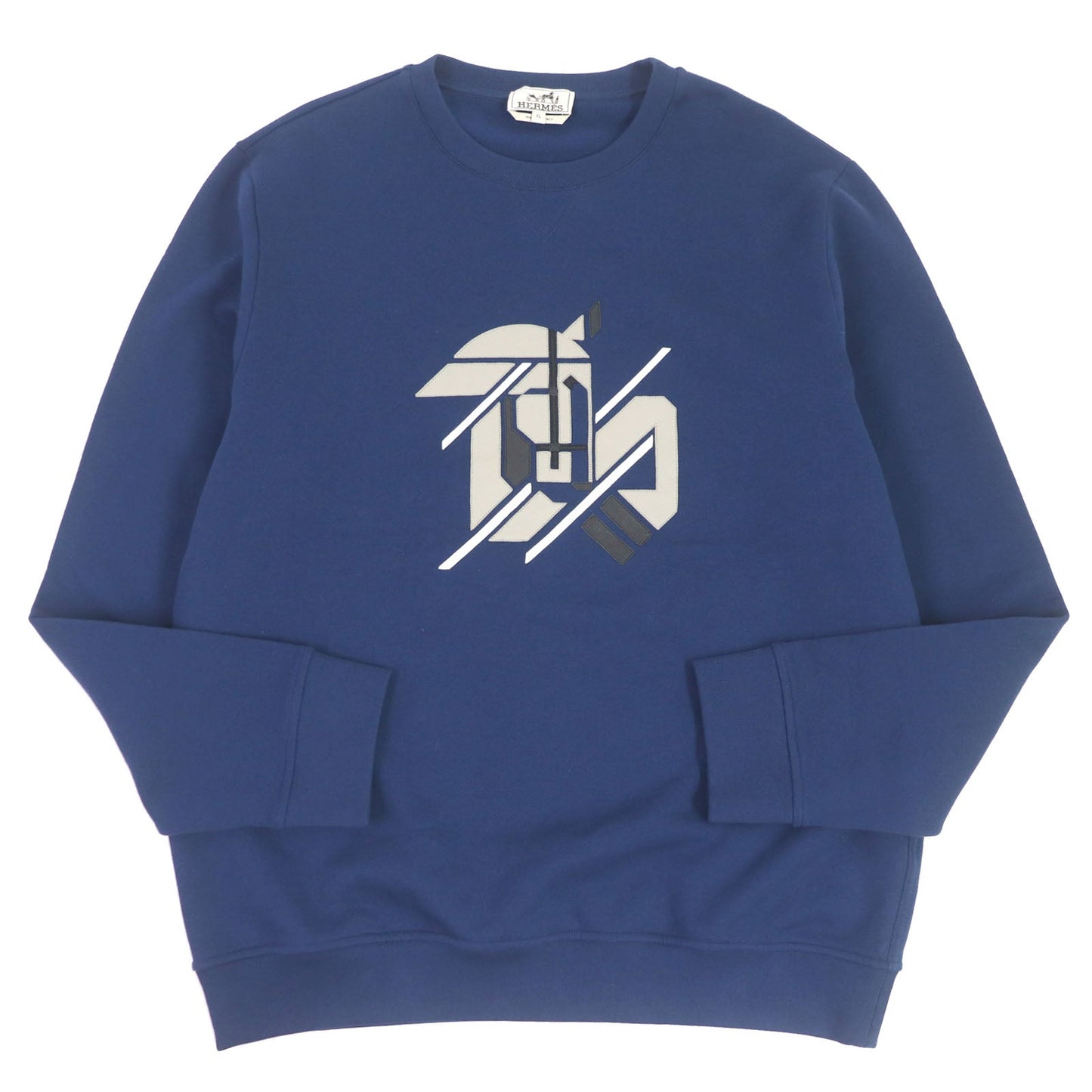 HERMES sweat cotton blue Chevaux en symmetry XL