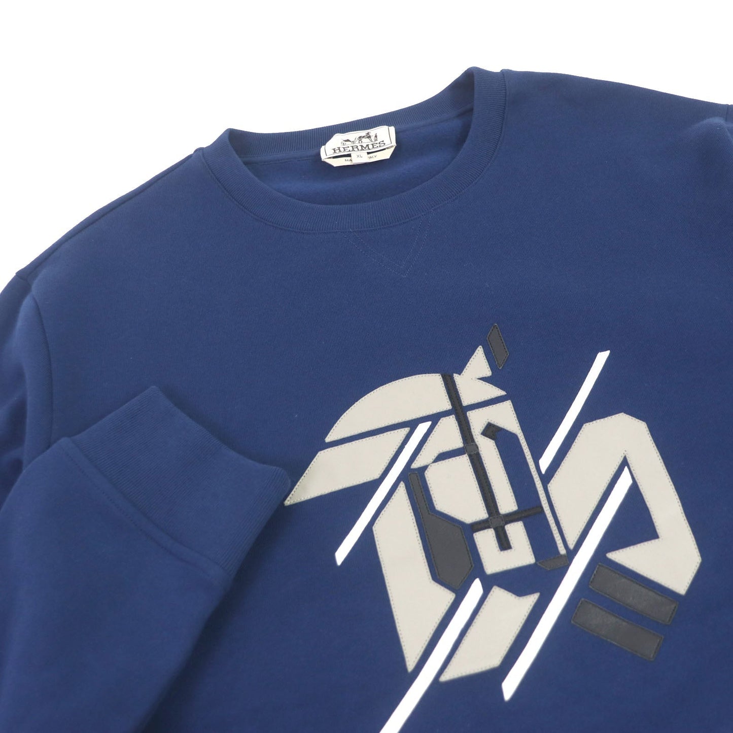 HERMES sweat cotton blue Chevaux en symmetry XL