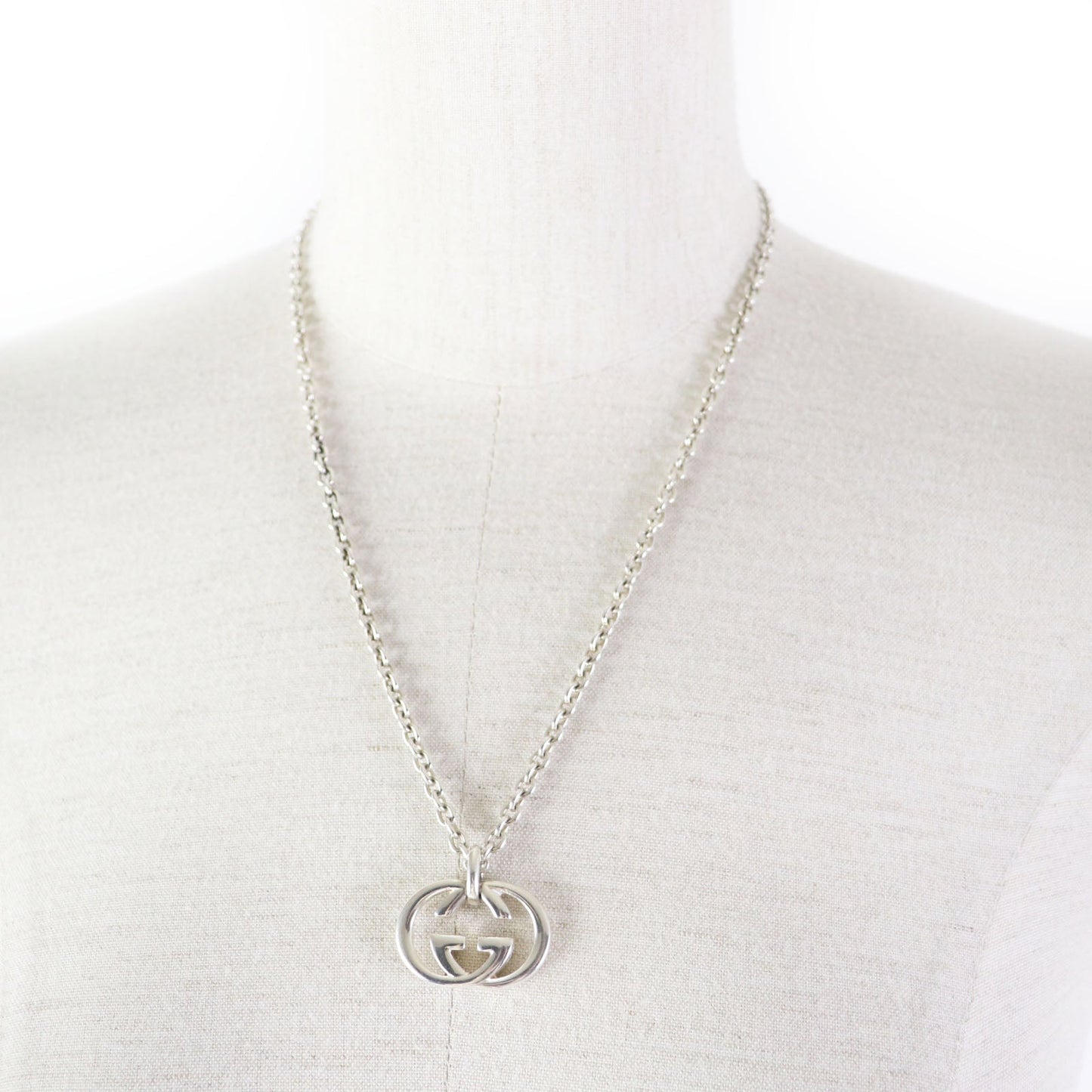 GUCCI Necklace 190484-J8400-8106 AG925 Silver Interlocking Double G