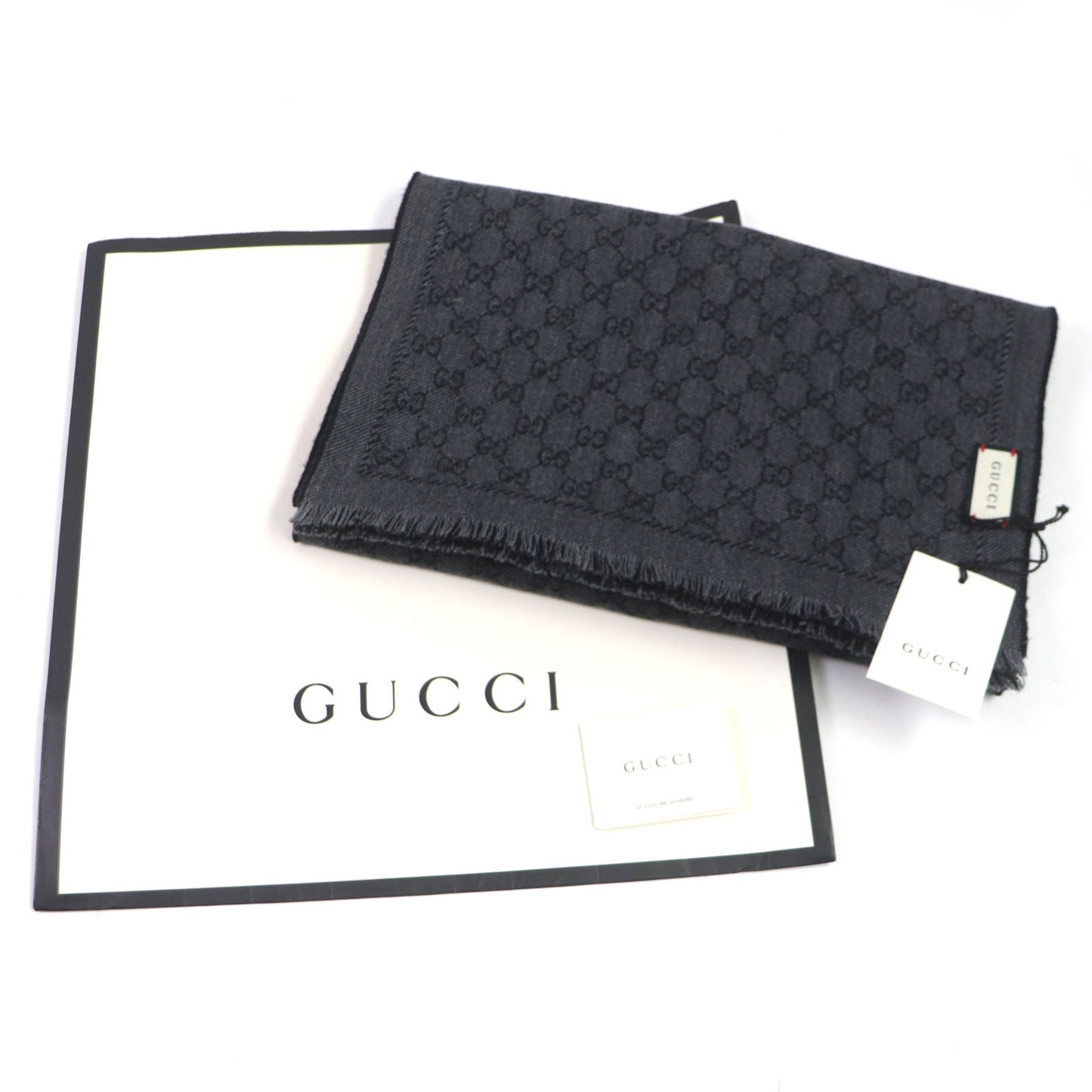 GUCCI Scarf 402093 Main: 100% wool Gray black mens Used
