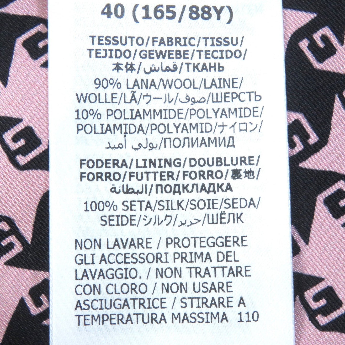 GUCCI tailored jacket 674323 Main: 90% wool, Main: 10% polyamide (nylon), Lining: 100% silk Pink black Women 40 Used