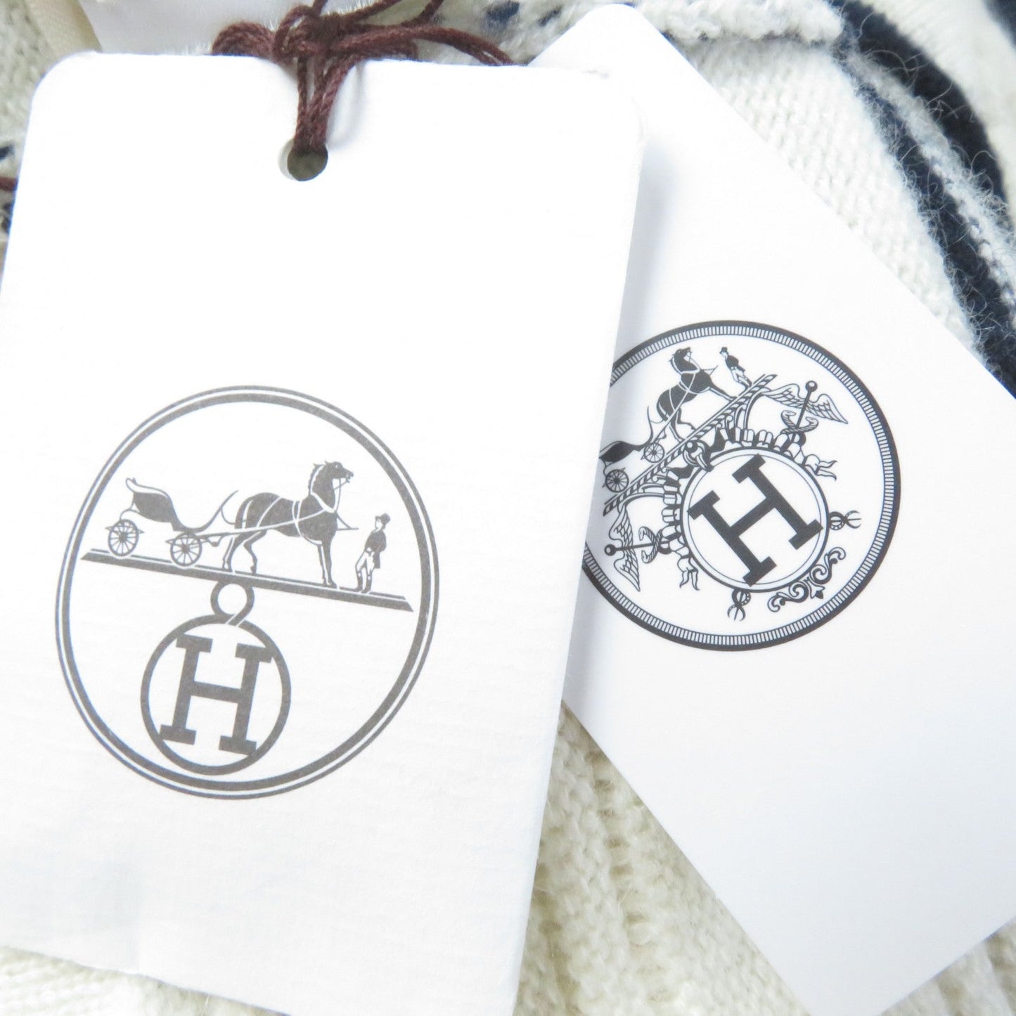 HERMES cardigan 3E2102D2 cashmere Ivory navy 38