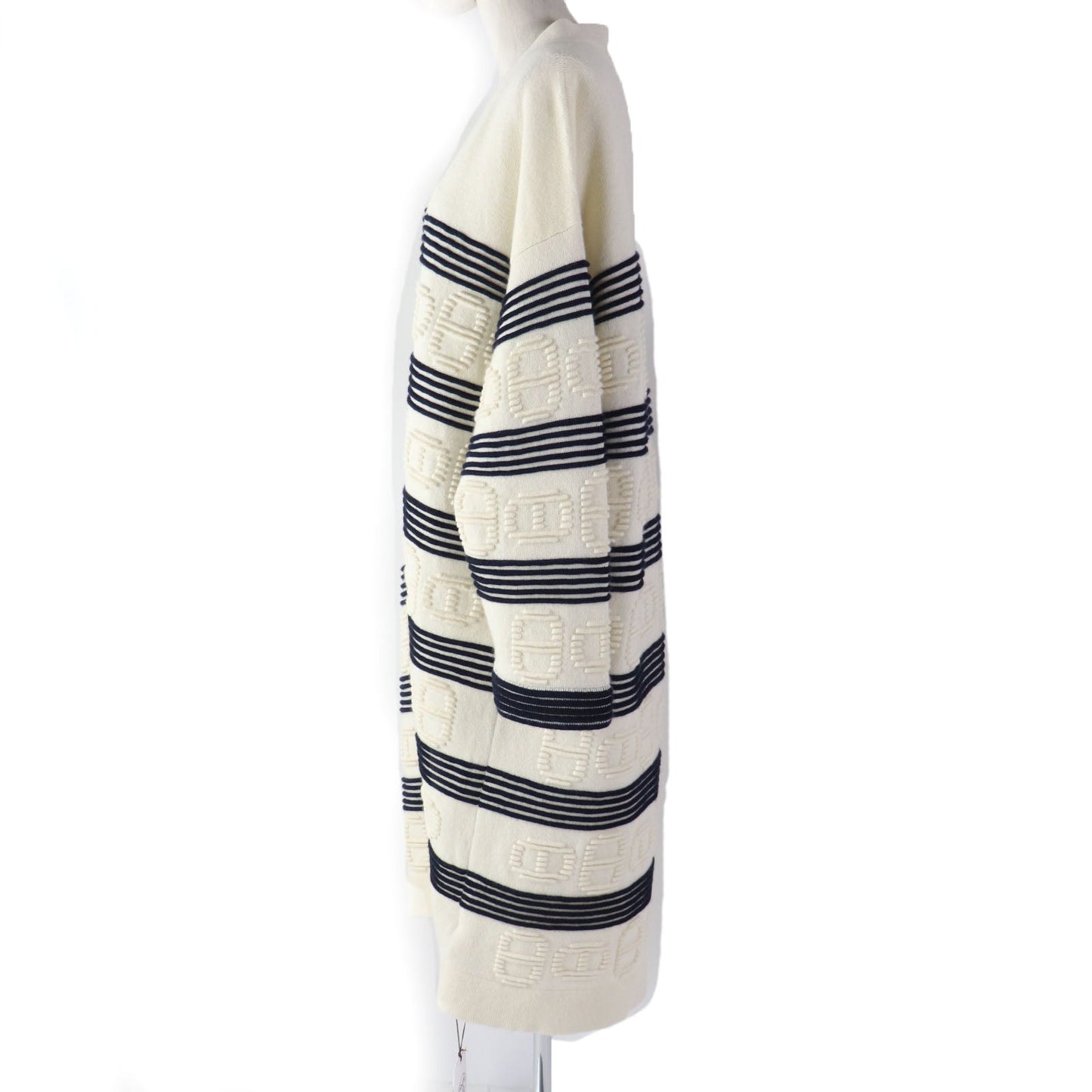 HERMES cardigan 3E2102D2 cashmere Ivory navy 38