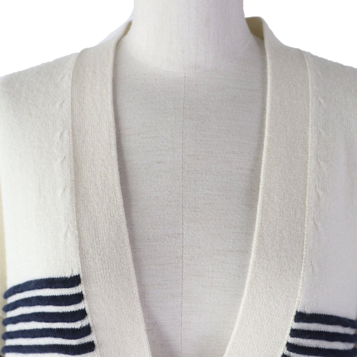 HERMES cardigan 3E2102D2 cashmere Ivory navy 38