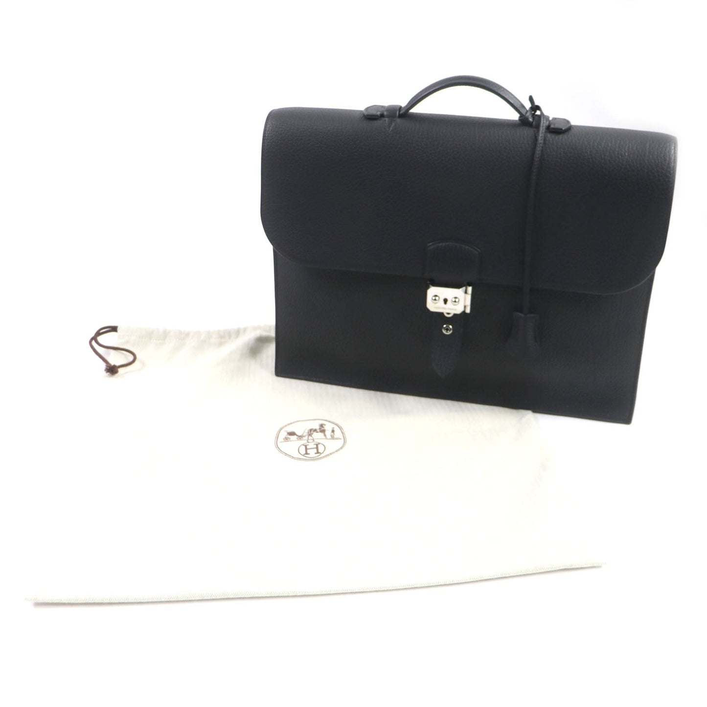 HERMES Briefcase Togo black Sac Adepeche 38 mens Used
