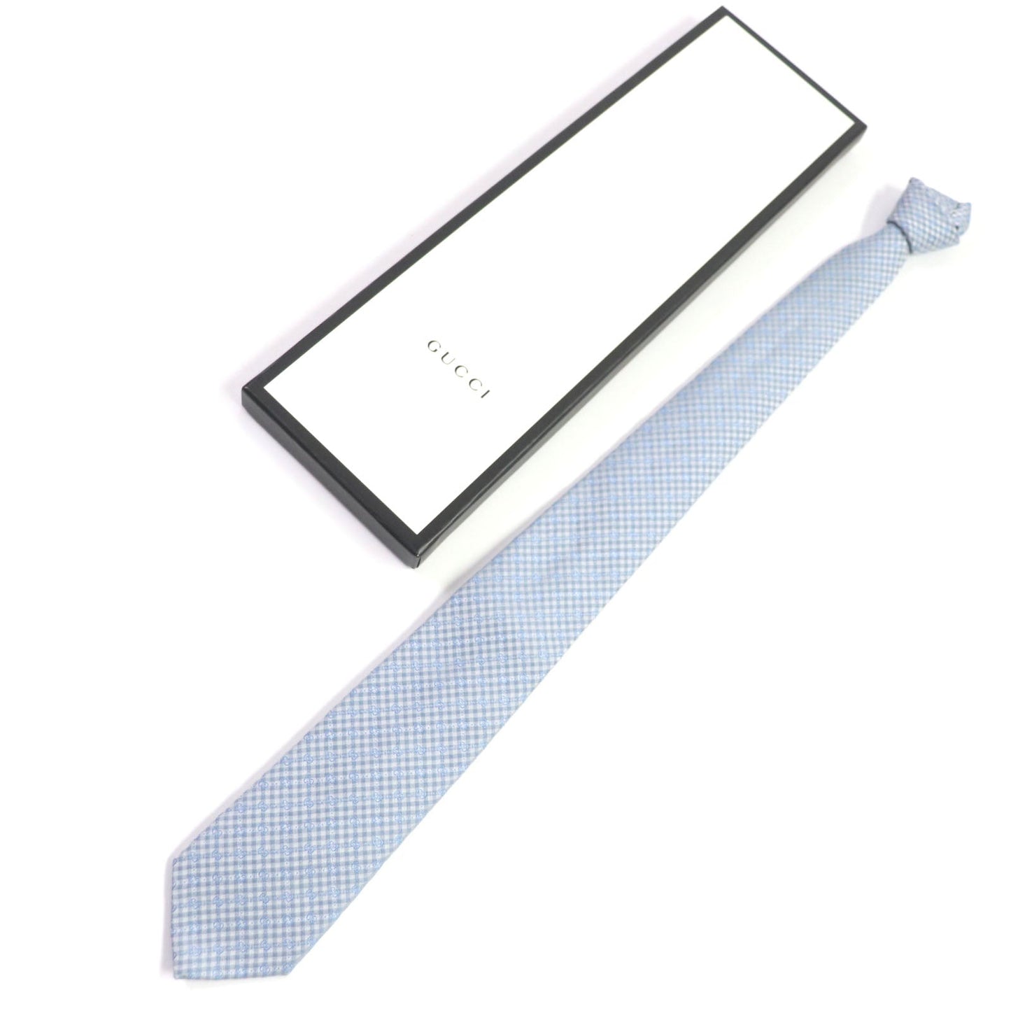 GUCCI tie 451681 silk Light blue Micro GGPattern