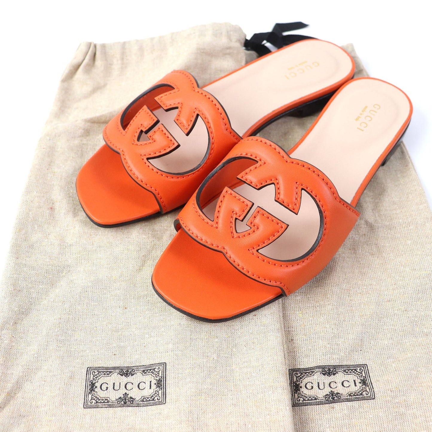 GUCCI Sandals 694451 leather Orange 36