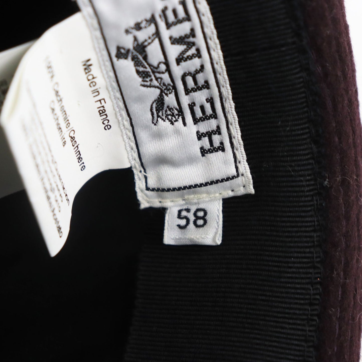 HERMES hat cashmere Bordeaux Black 58