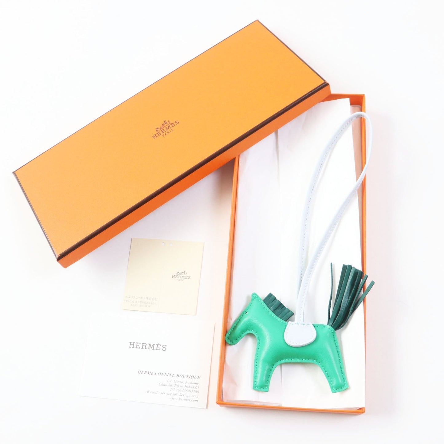 HERMES Bag charm Anyo Miro Mint/Malachite/Blue Brume Rodeo Charm PM