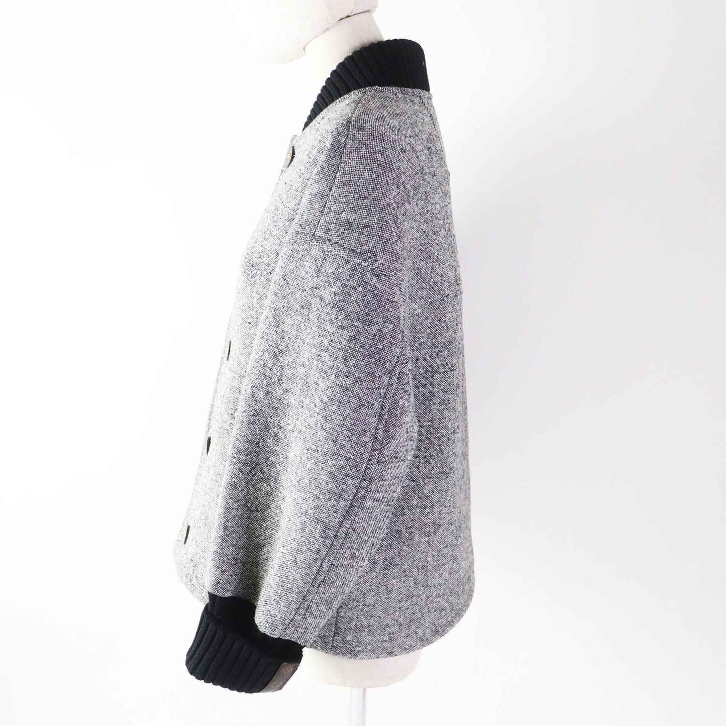 LOUIS VUITTON Blouson 1ACIVZ wool Black White tweed varsity jacket 36