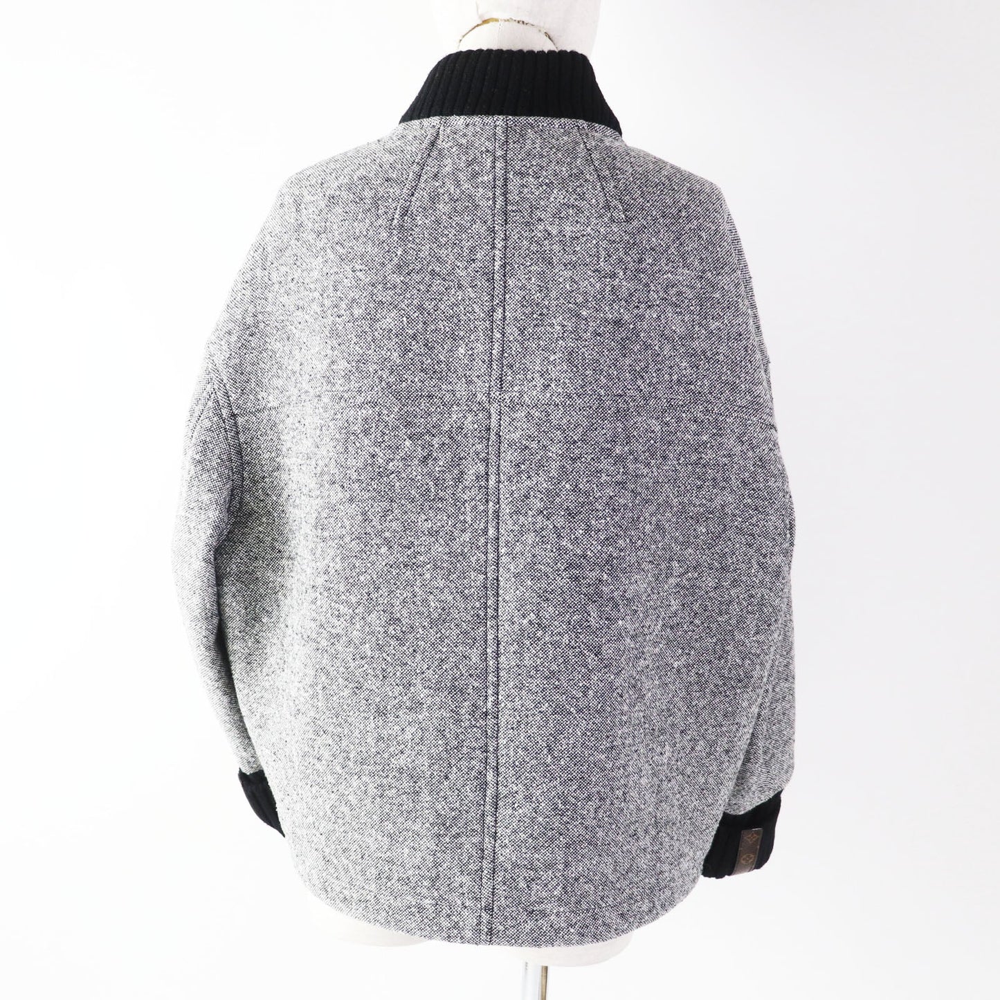 LOUIS VUITTON Blouson 1ACIVZ wool Black White tweed varsity jacket 36