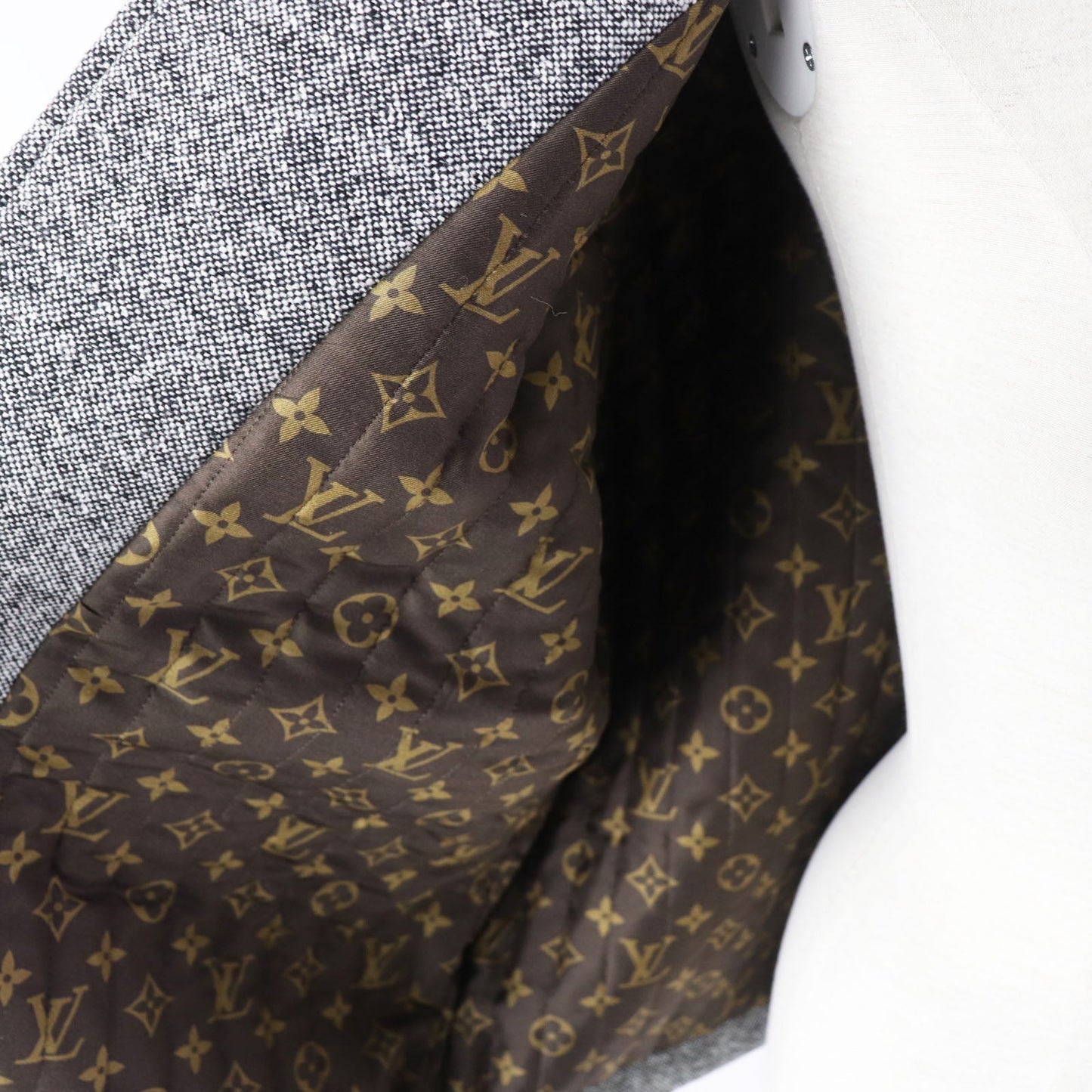 LOUIS VUITTON Blouson 1ACIVZ wool Black White tweed varsity jacket 36