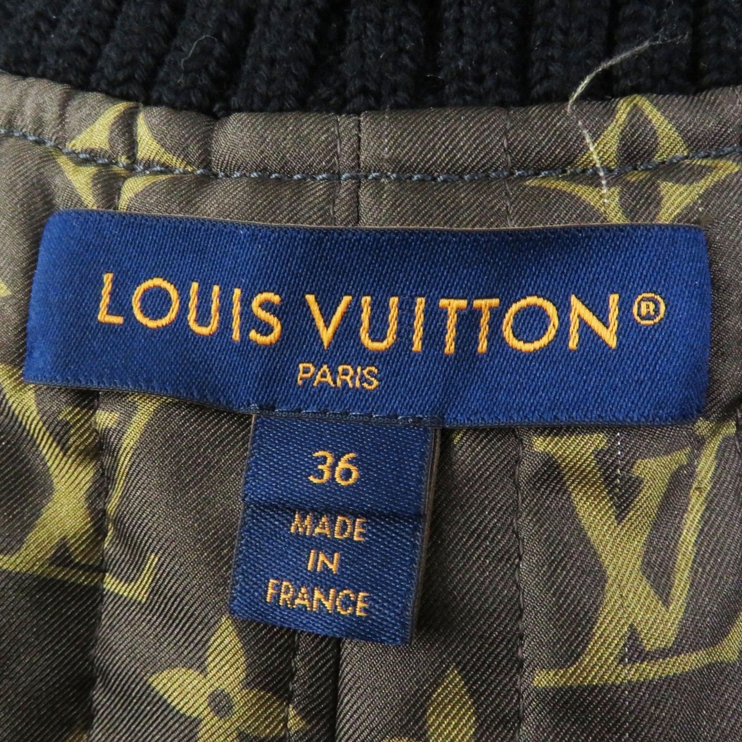 LOUIS VUITTON Blouson 1ACIVZ wool Black White tweed varsity jacket 36
