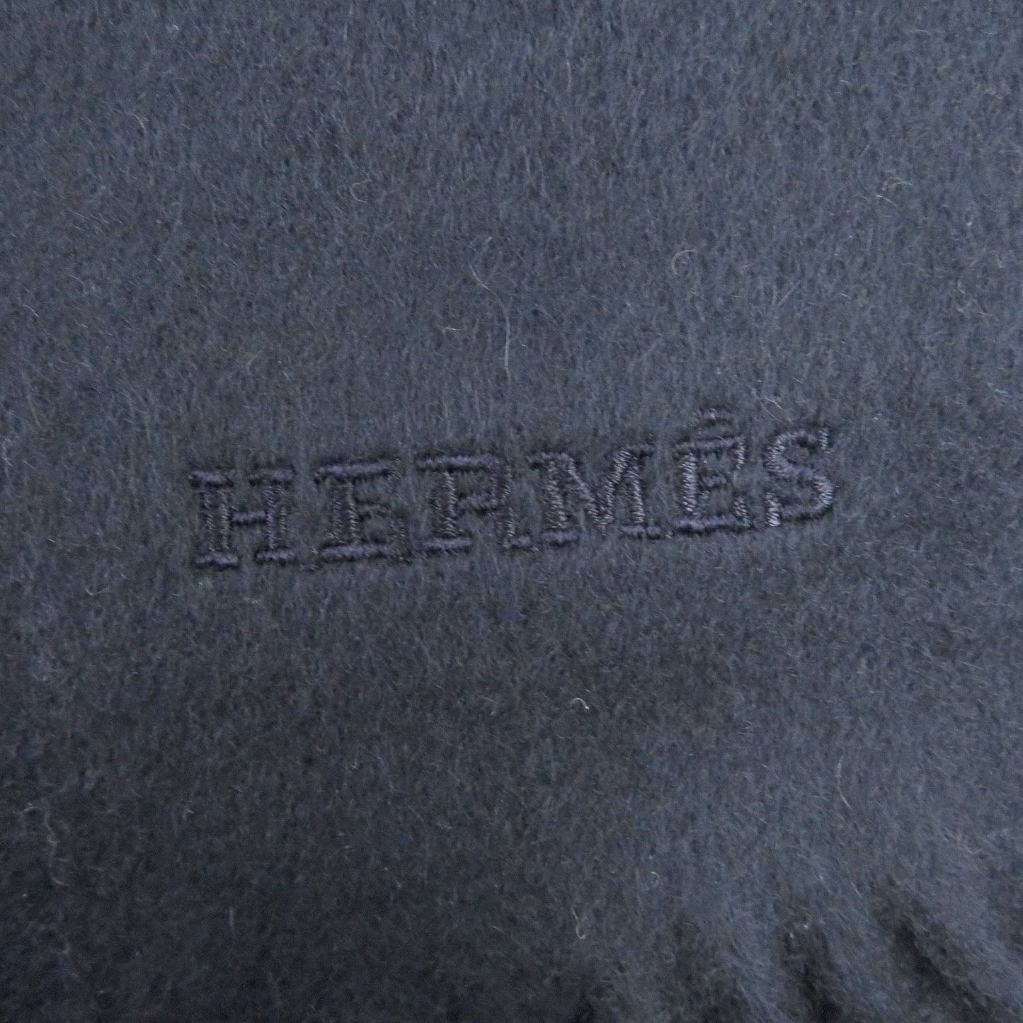 HERMES Scarf Main: 100% cashmere, Part: 100% silk Dark navy mens Used