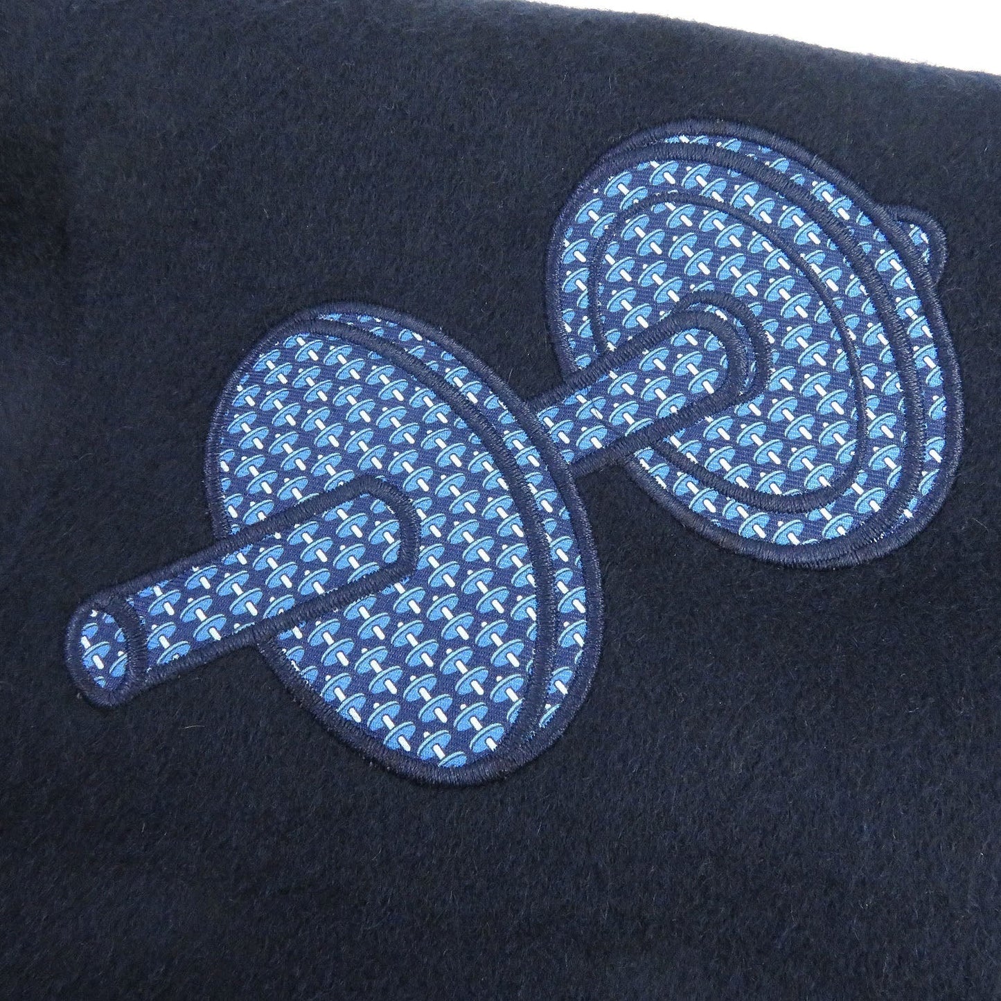 HERMES Scarf Main: 100% cashmere, Part: 100% silk Dark navy mens Used