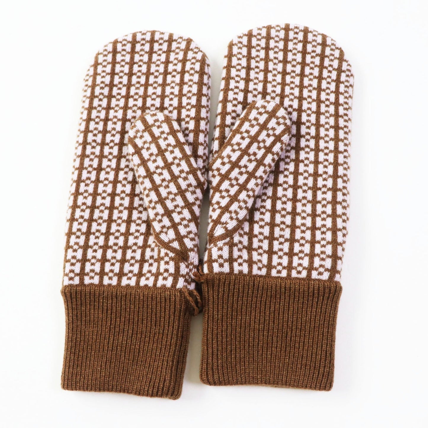 HERMES gloves cashmere Brown pink Hope M