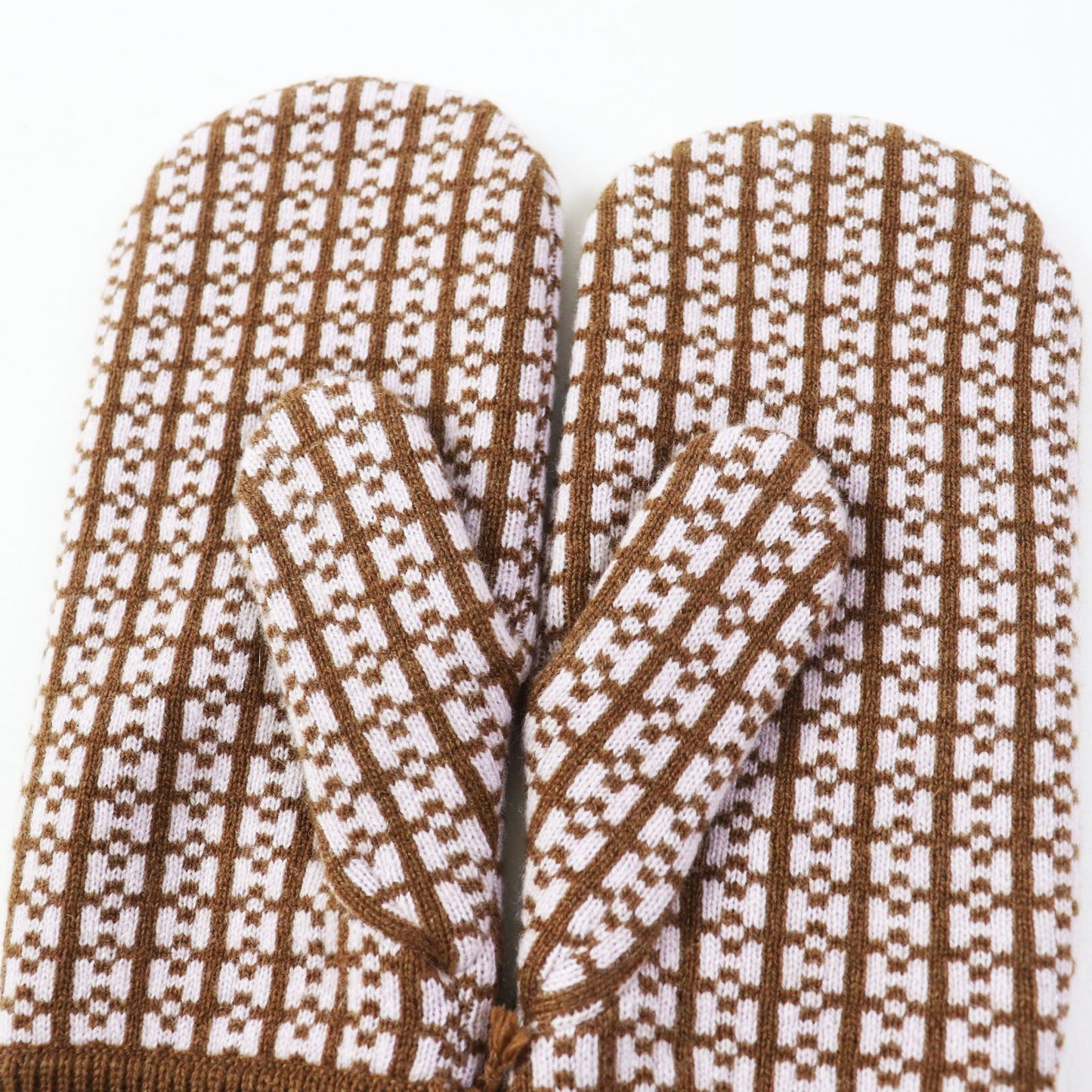 HERMES gloves cashmere Brown pink Hope M