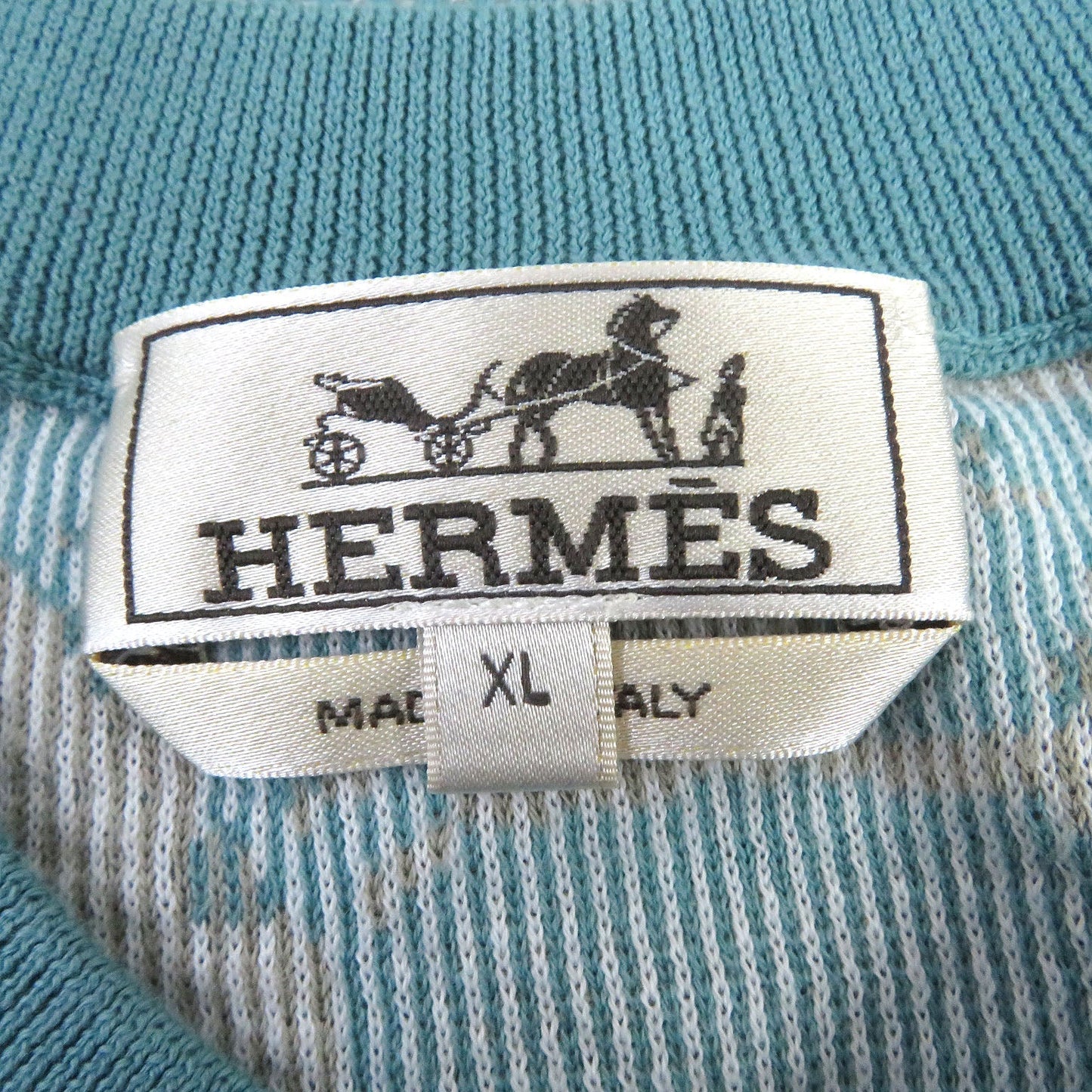 HERMES Short sleeve knit cotton Light blue XL