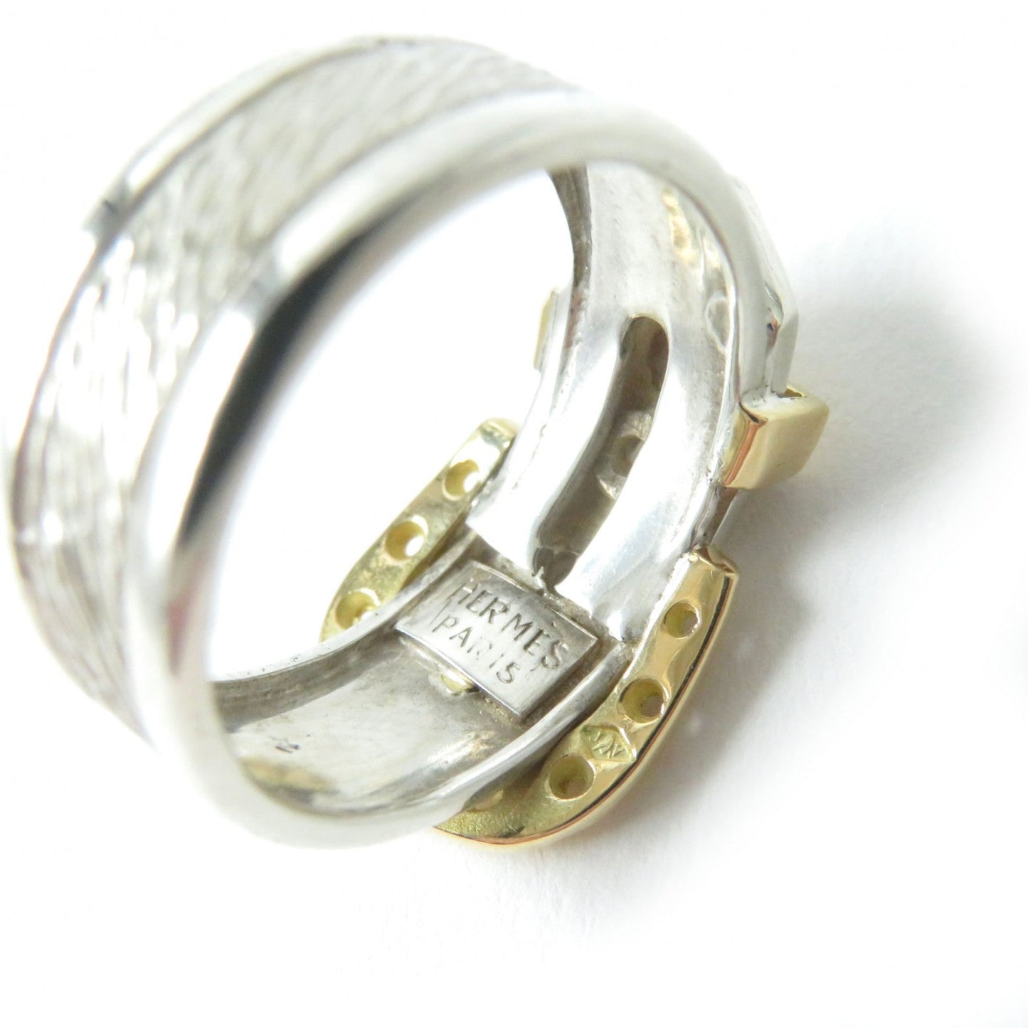 HERMES Ring Main:SV925 , Main:750 Silver gold Horseshoe Combi Ring Women Used