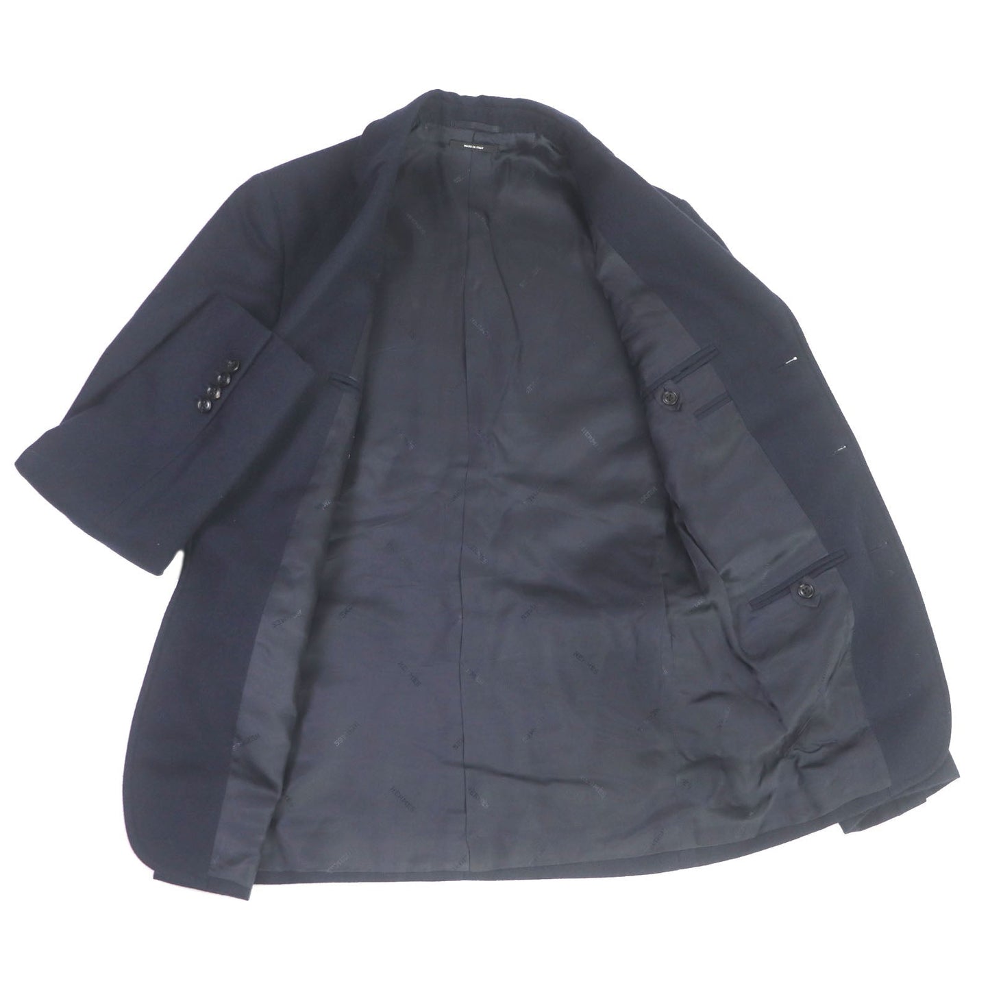 HERMES tailored jacket Outer: 100% wool, Lining: 100% cupra, Part: 100% cotton, Part: Lamb leather Navy mens 44 Used