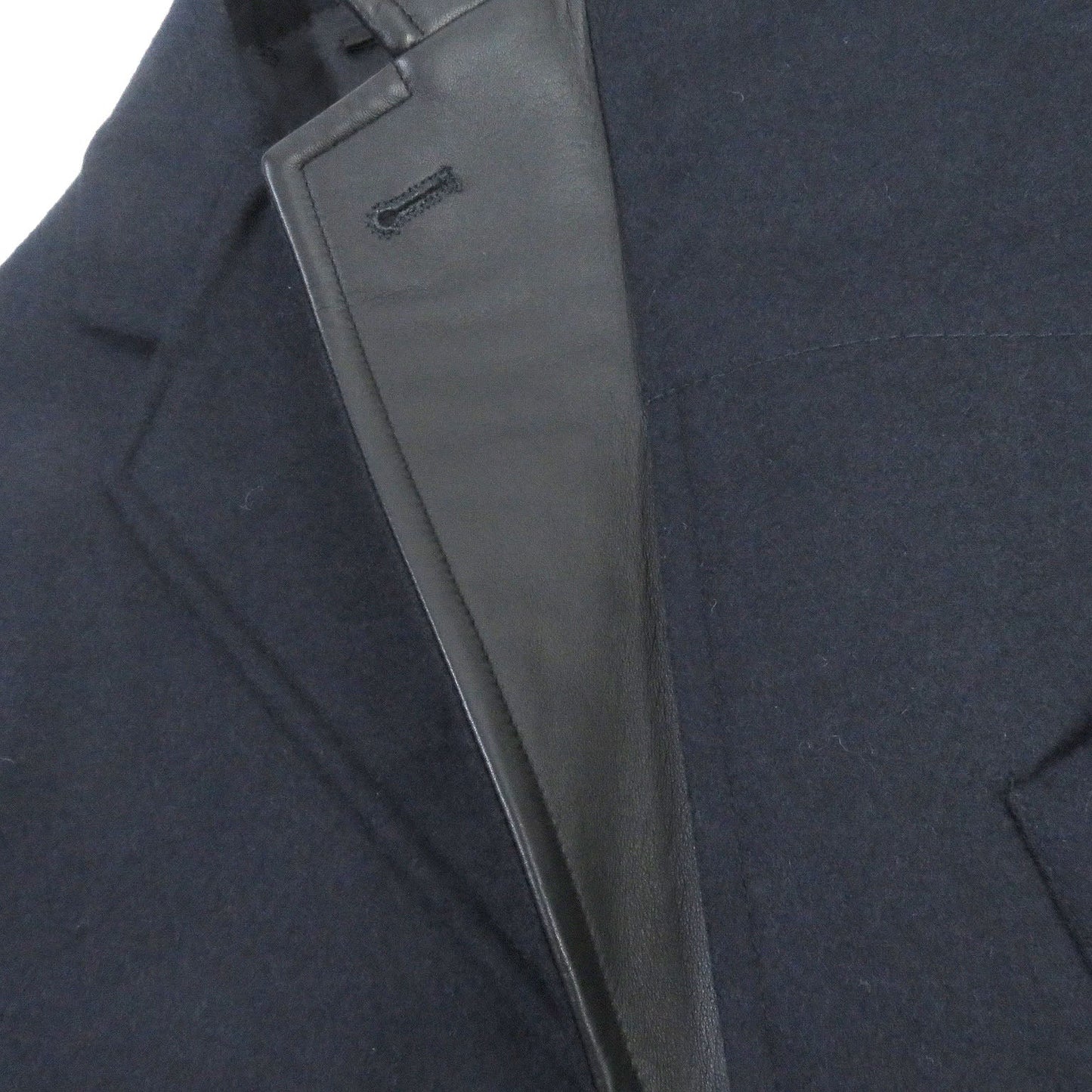 HERMES tailored jacket Outer: 100% wool, Lining: 100% cupra, Part: 100% cotton, Part: Lamb leather Navy mens 44 Used
