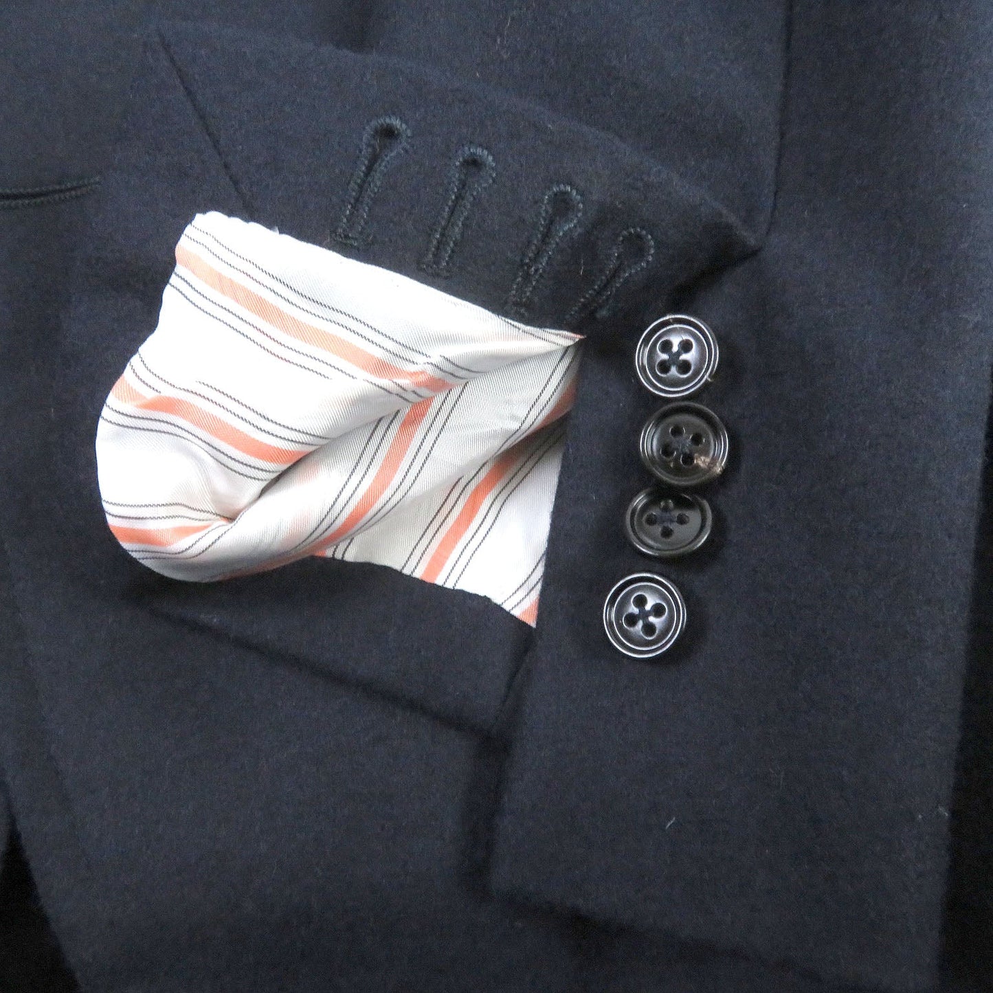HERMES tailored jacket Outer: 100% wool, Lining: 100% cupra, Part: 100% cotton, Part: Lamb leather Navy mens 44 Used
