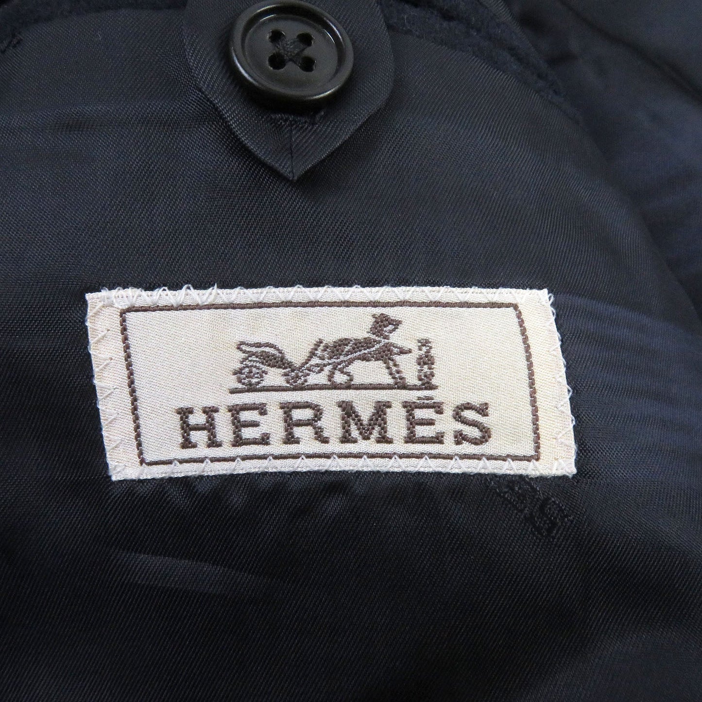 HERMES tailored jacket Outer: 100% wool, Lining: 100% cupra, Part: 100% cotton, Part: Lamb leather Navy mens 44 Used