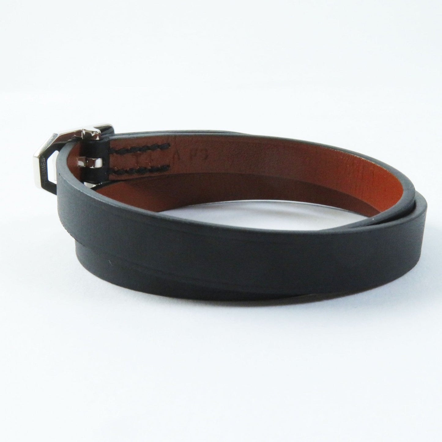 HERMES bracelet leather Black brown