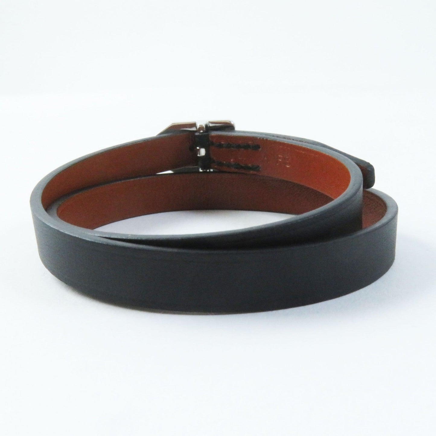 HERMES bracelet leather Black brown
