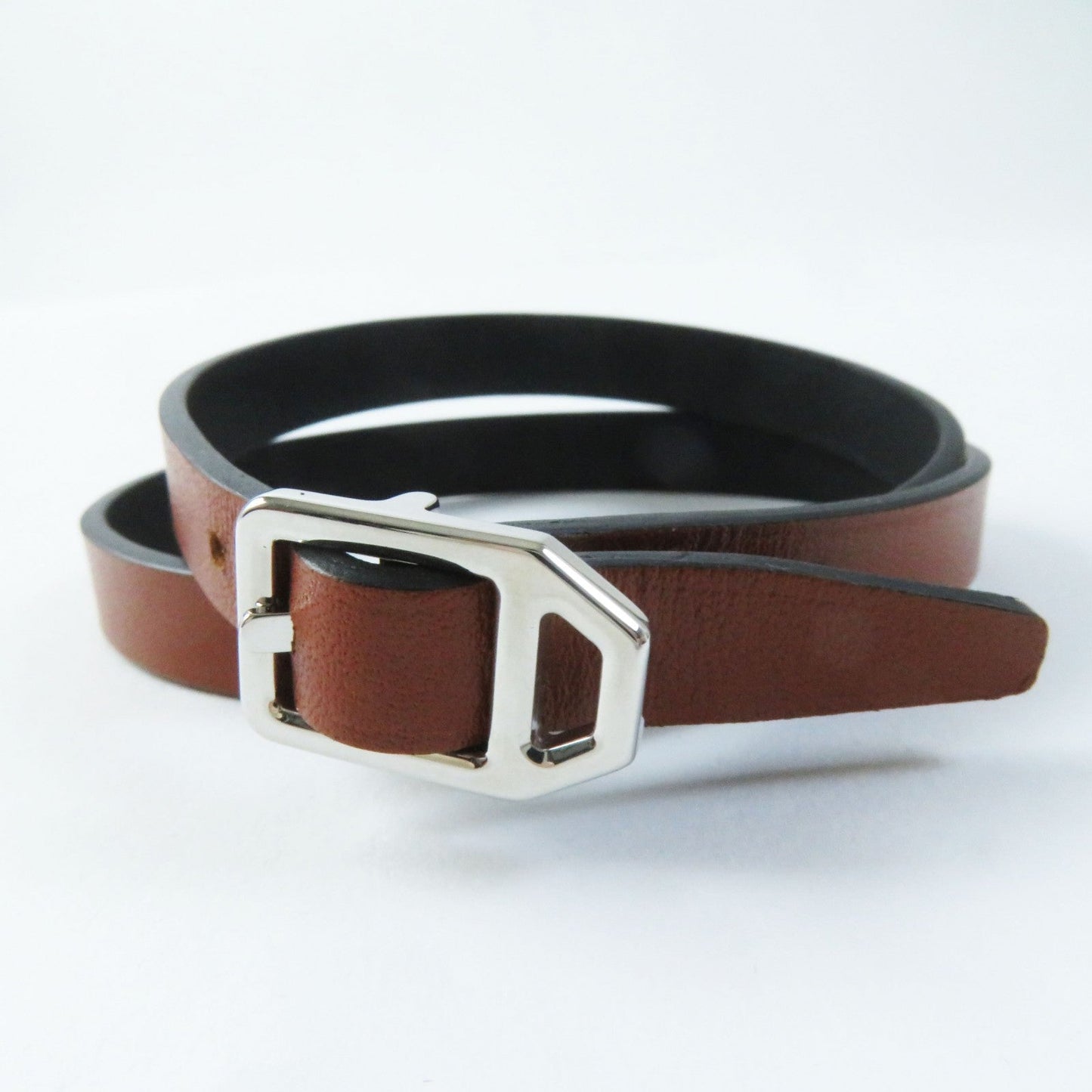HERMES bracelet leather Black brown