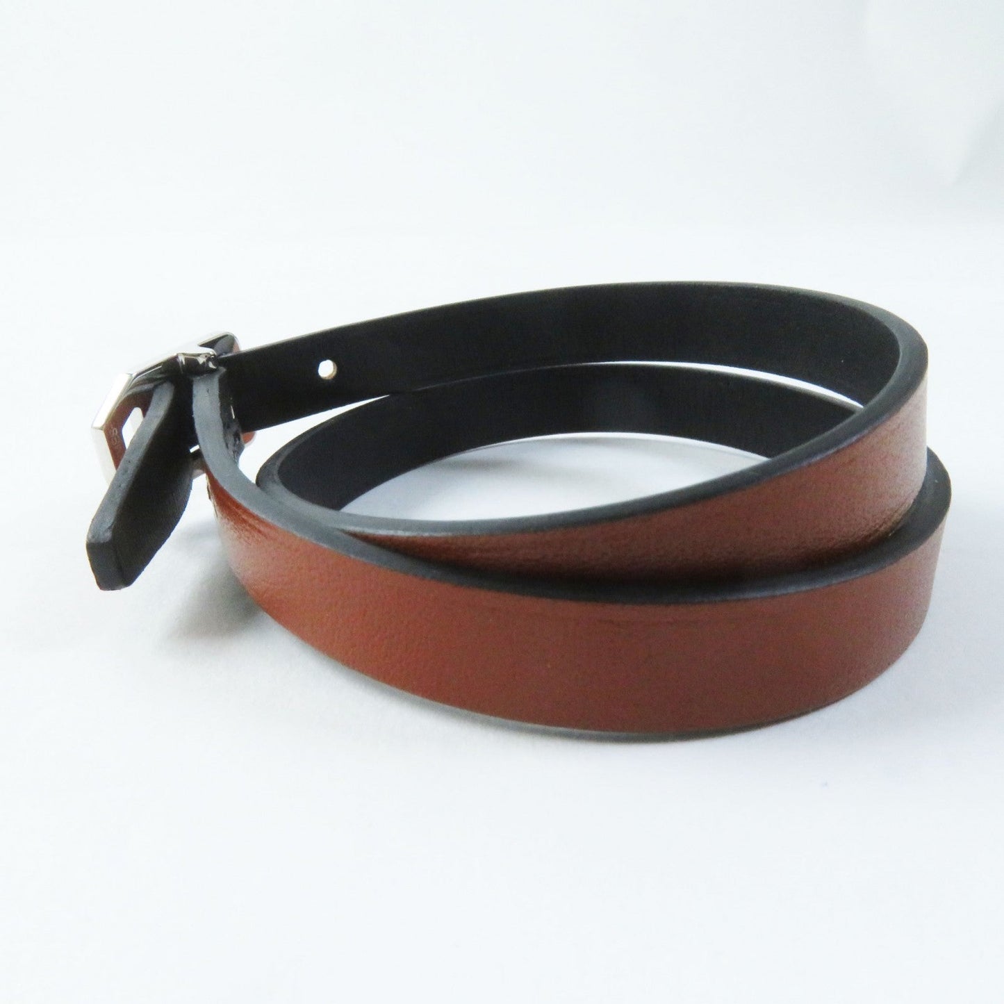 HERMES bracelet leather Black brown