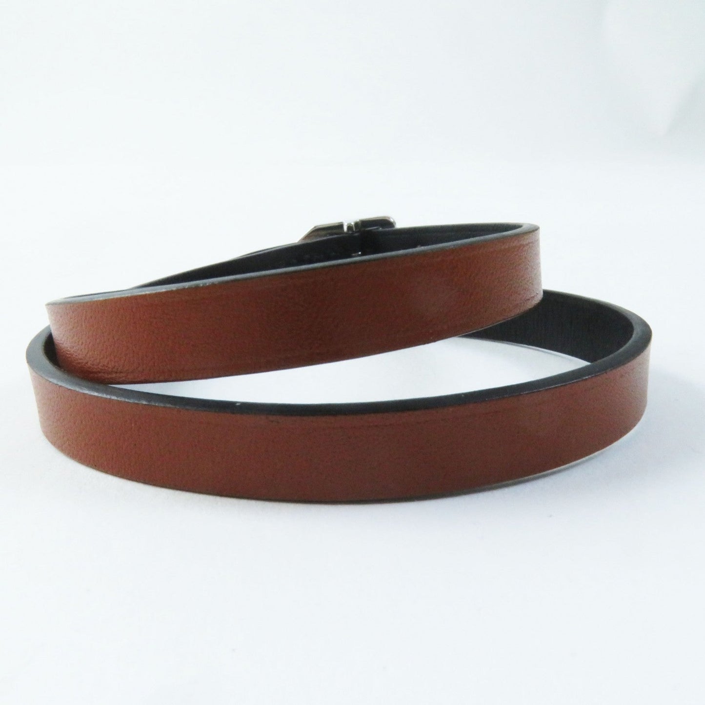 HERMES bracelet leather Black brown