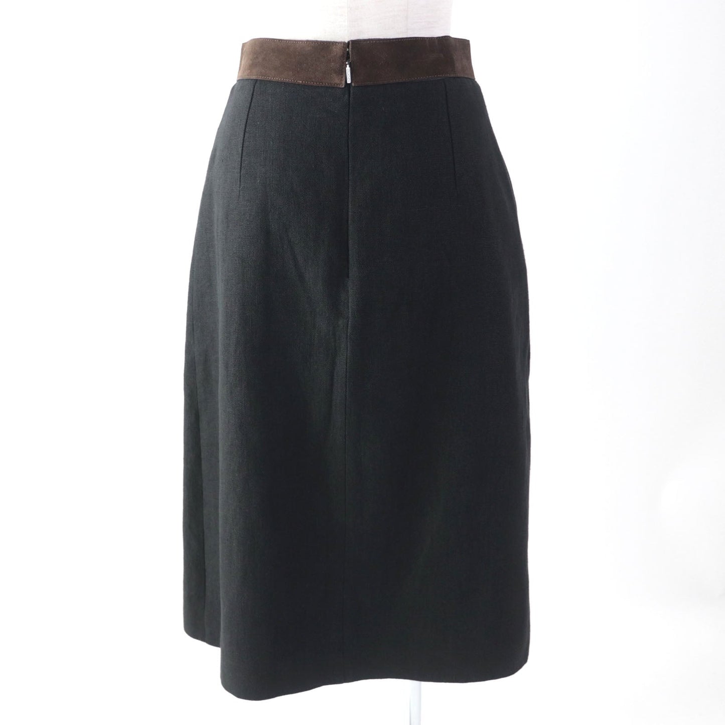 GUCCI Pleated skirt 511243 linen Black brown 40