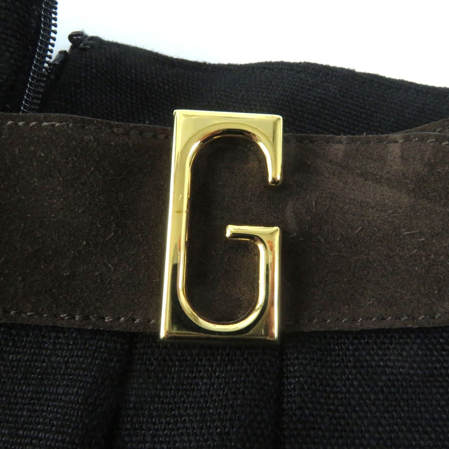 GUCCI Pleated skirt 511243 linen Black brown 40
