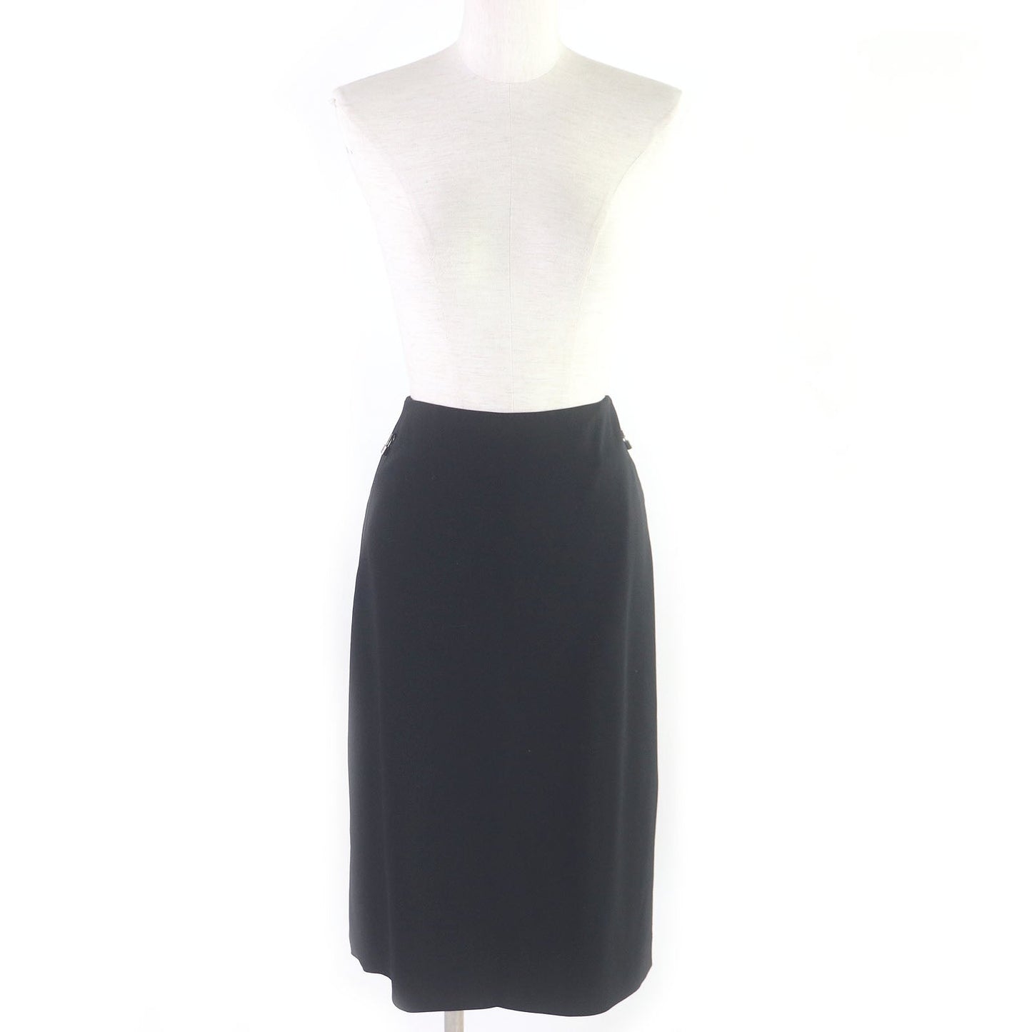 HERMES Tight Skirt Virgin wool black 42