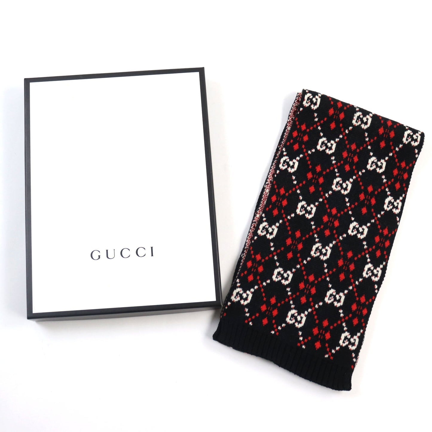 GUCCI Scarf Main: 64% cotton, Main: 36% wool Black type mens Used